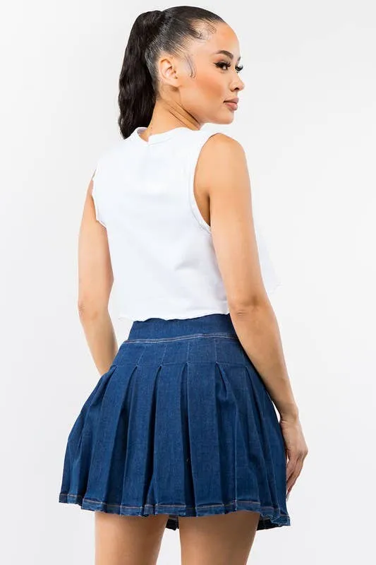 Denim Mini Skater Skirt