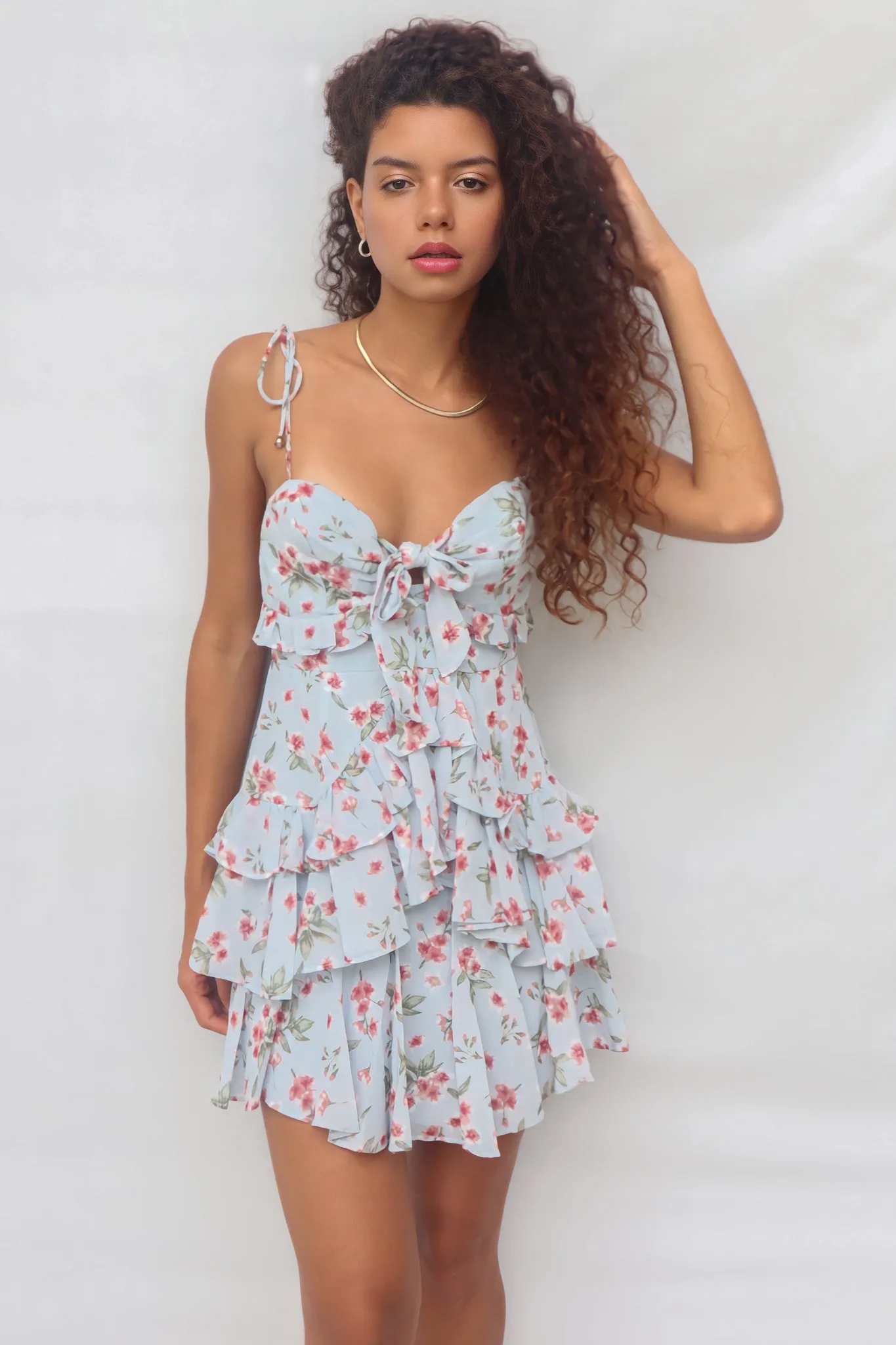 Diddie Mini Dress - Blue/Pink Floral