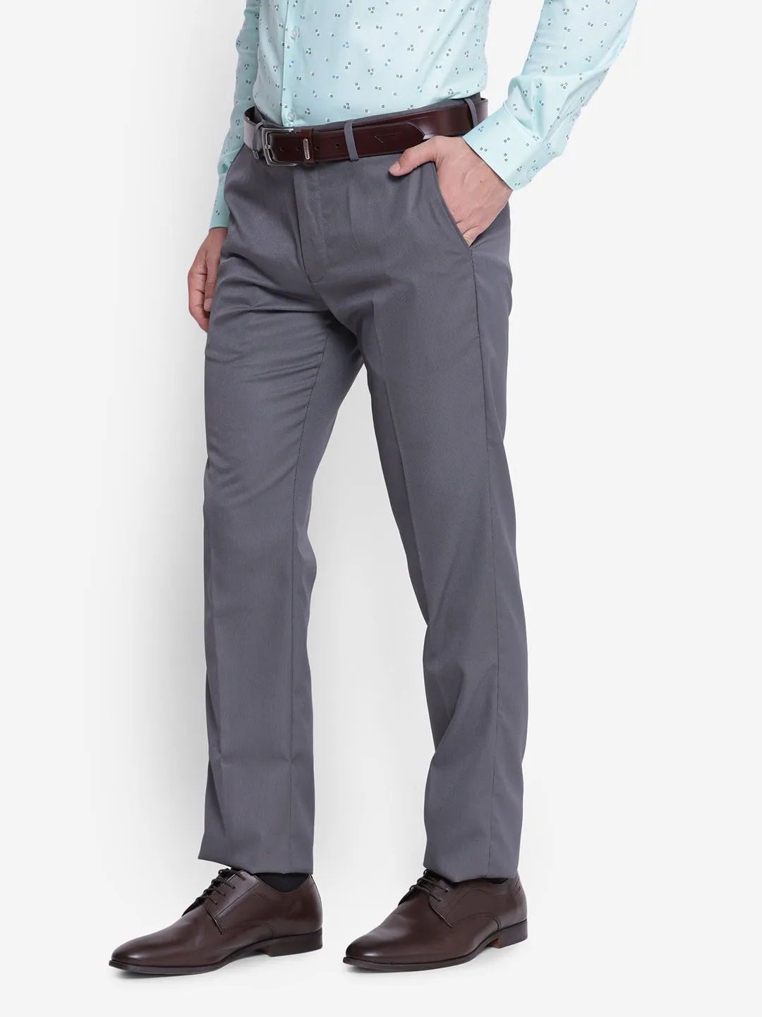 Dobby Grey Slim Fit Formal Trouser