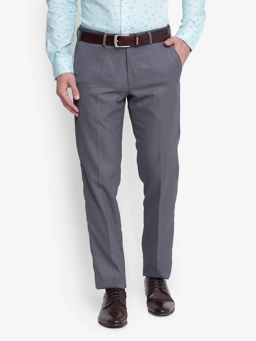 Dobby Grey Slim Fit Formal Trouser