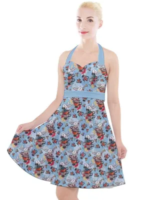 Down the Rabbit Hole Halter Party Swing Dress