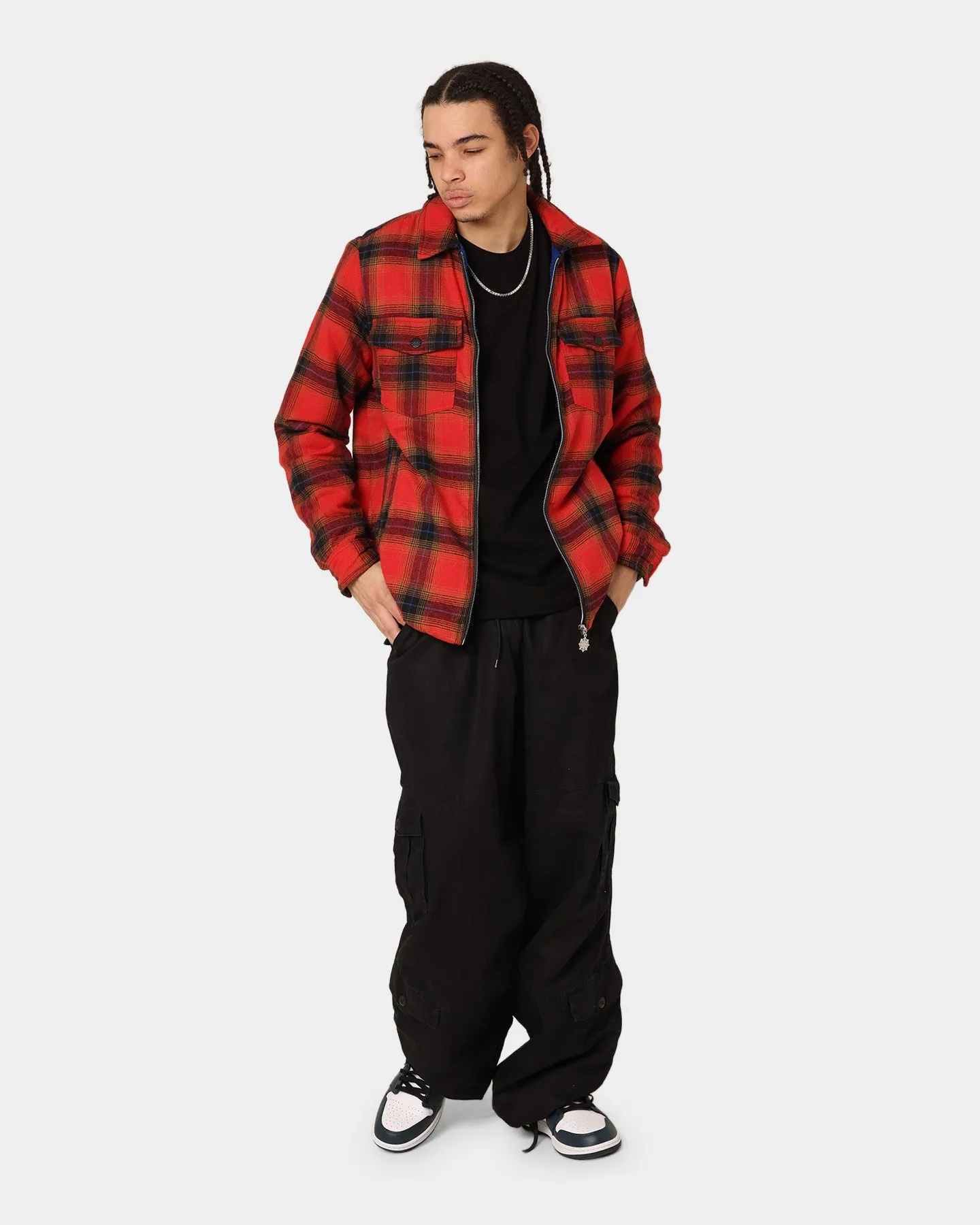 En Noir Inc Plaid Overshirt Red