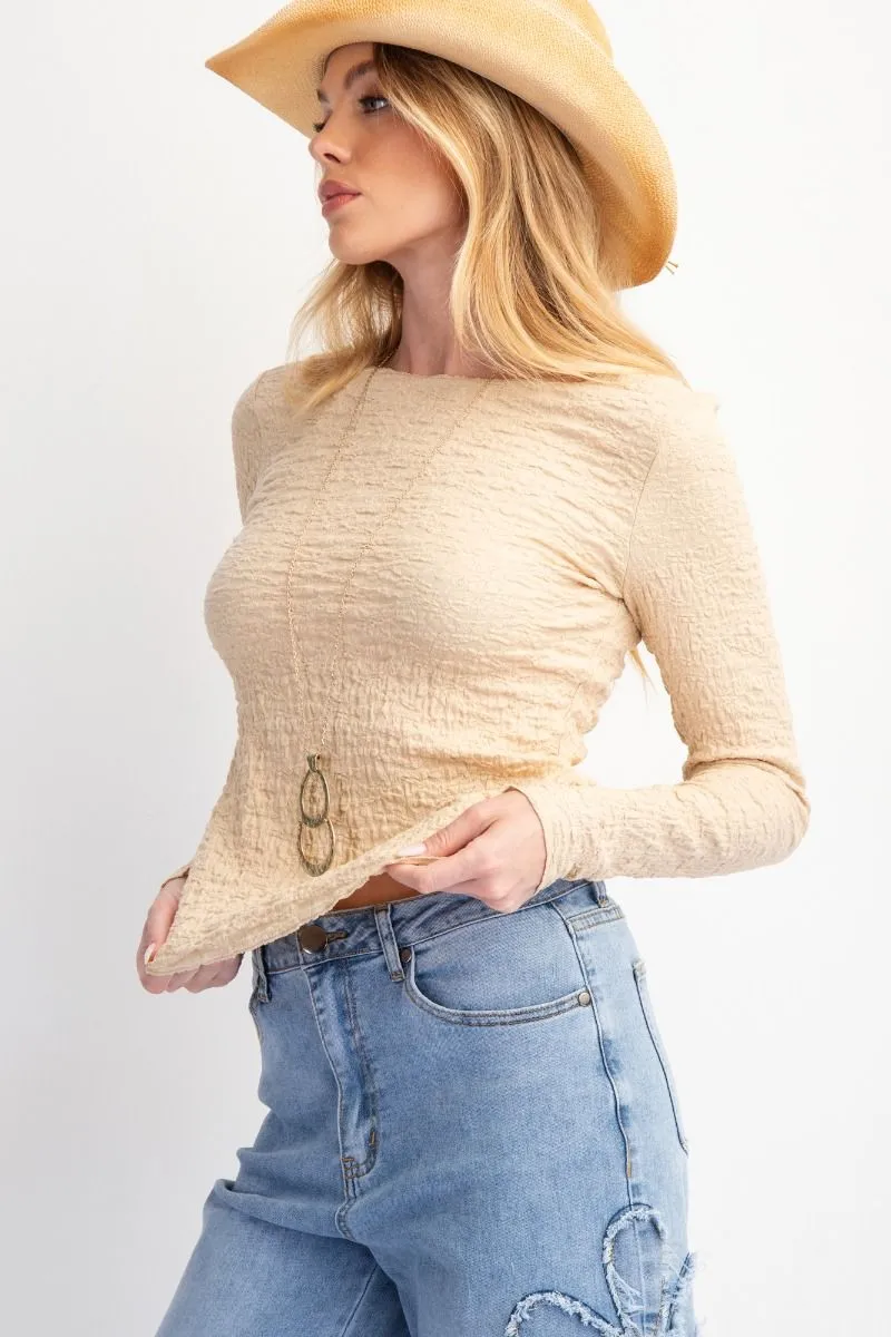 Feeling Lucky Fitted Knit Top - Natural