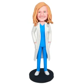 Female Doctor In White Coat Custom Figure Bobbleheads