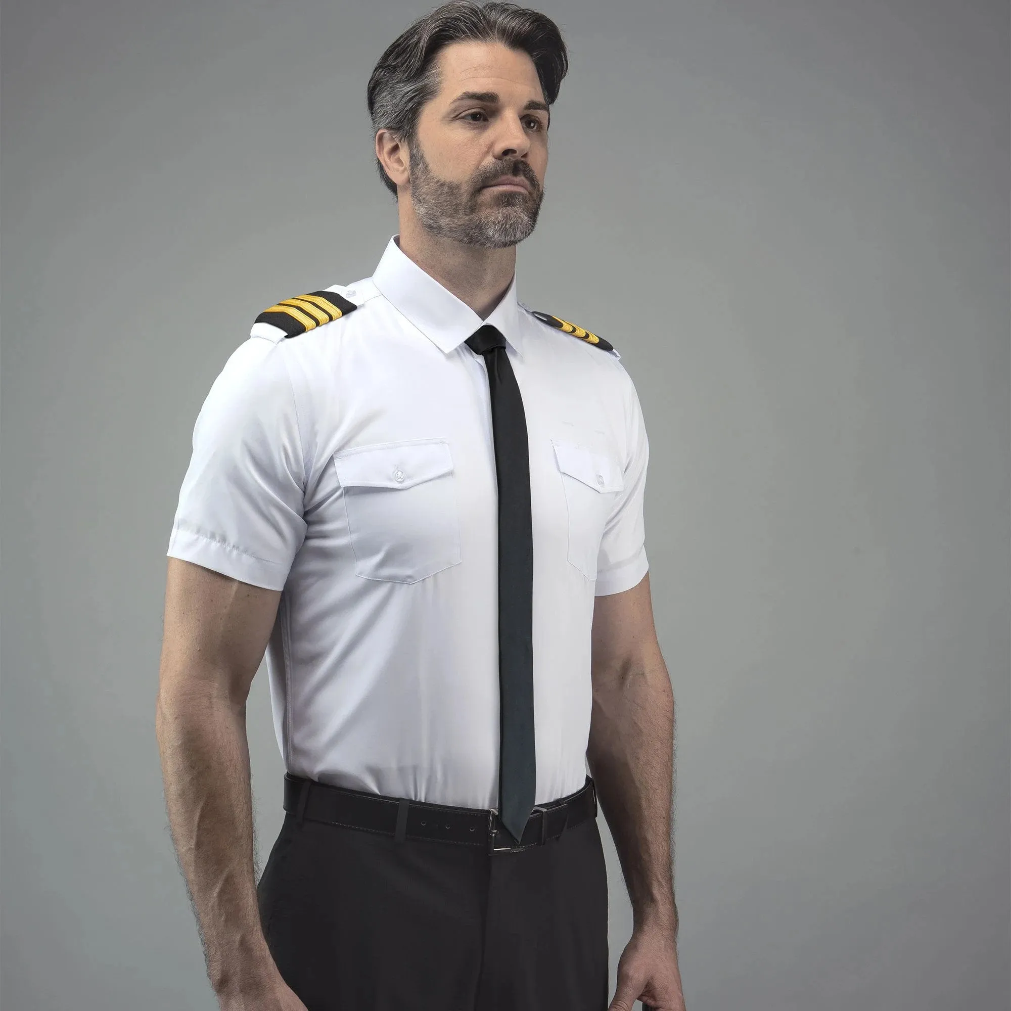 FlexTech - Professional Pilot Uniform Shirt, Short Sleeve