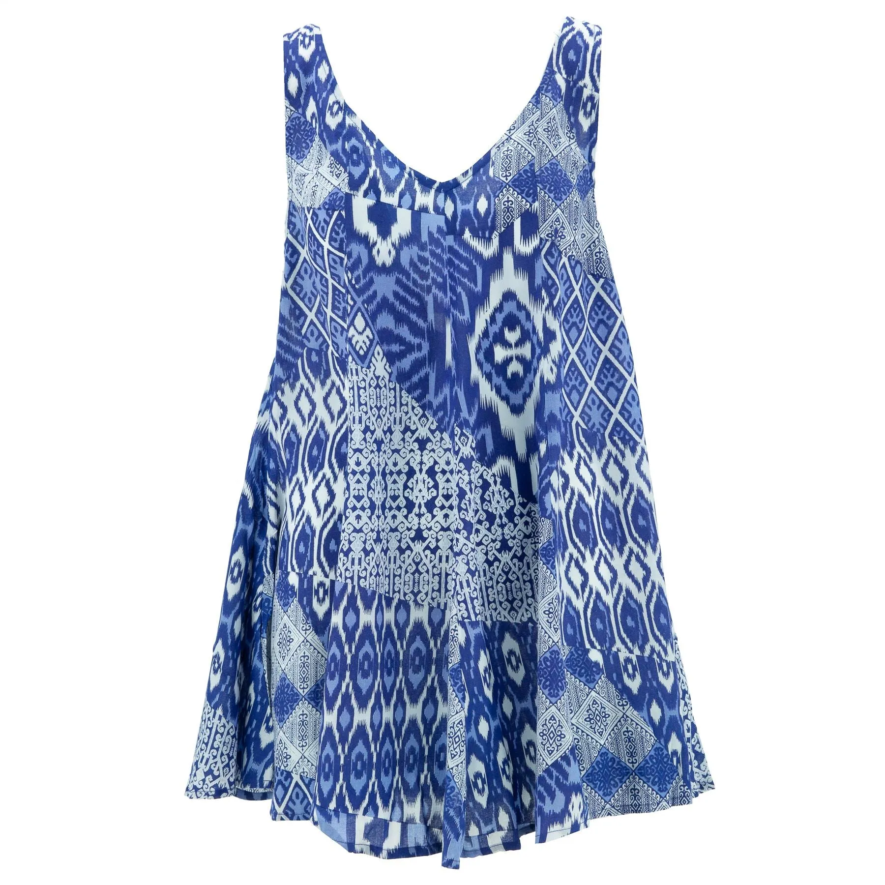 Floaty Dolly Dress - Blue Ikat