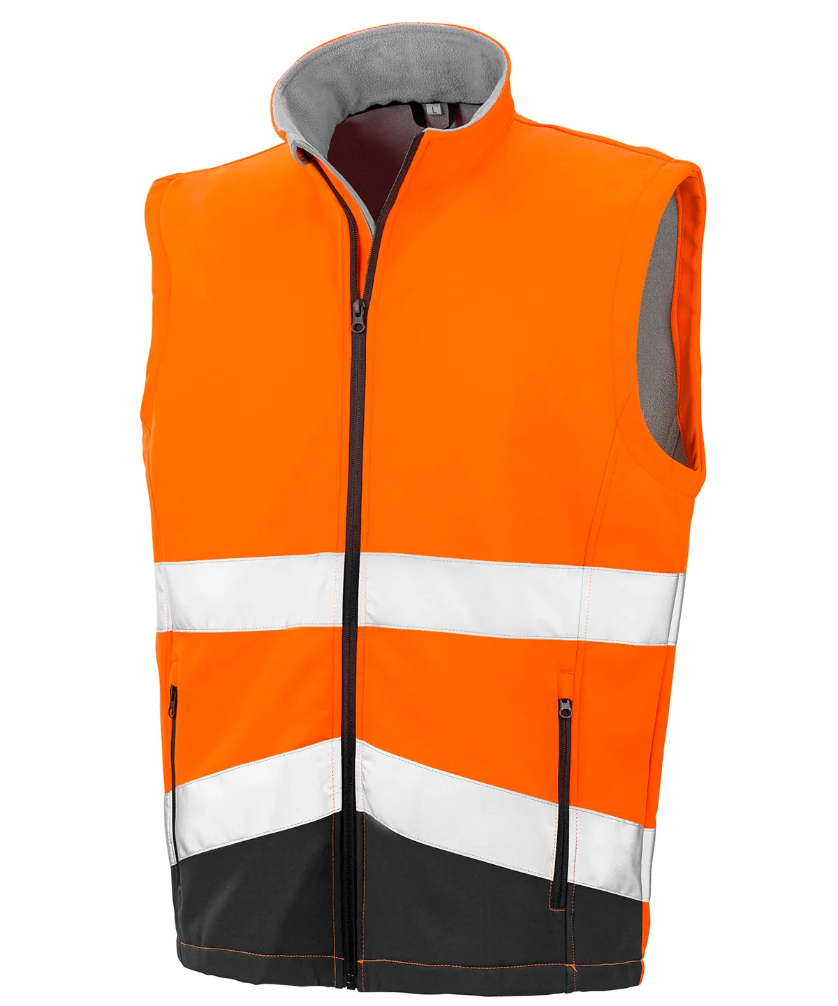 Fluorescent Orange/Black - Printable safety softshell gilet