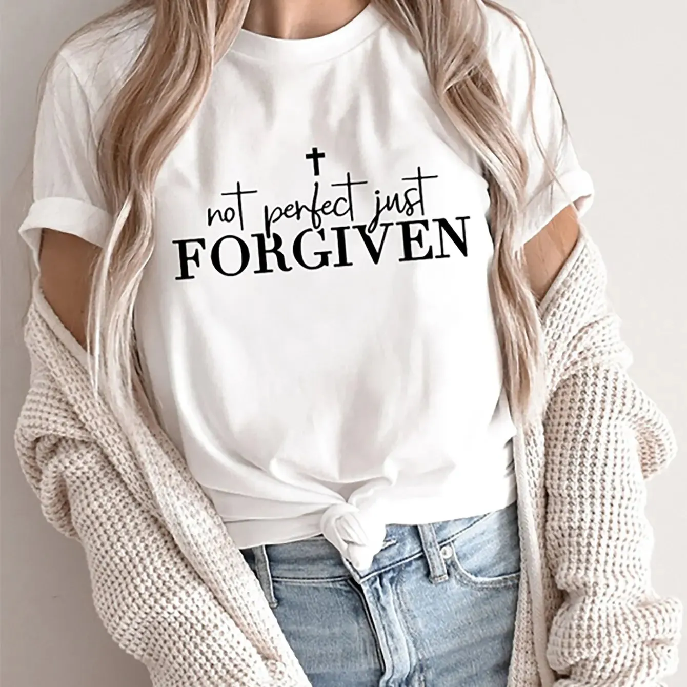 Forgiven Faith Sleeve Casual Women's Top T-Shirt