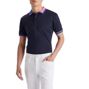 G/Fore Two Tone Rib Collar Tech Jersey Golf Shirt - Twilight