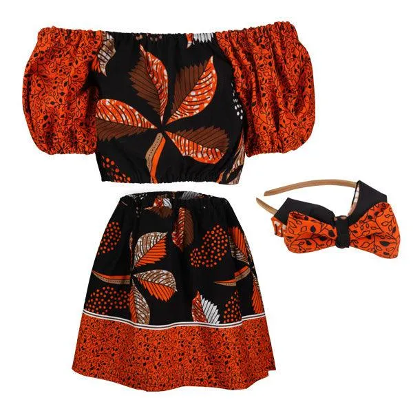 GIRLS ANKARA CROP TOP-SKIRT SET