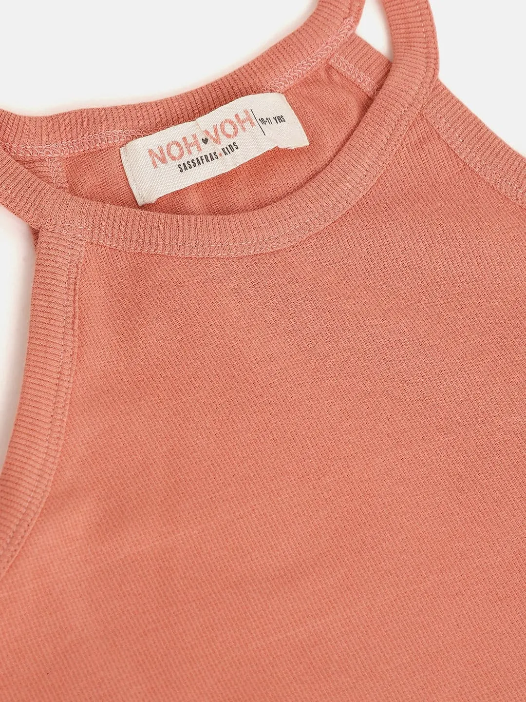 Girls Coral Rib Halter Neck Top