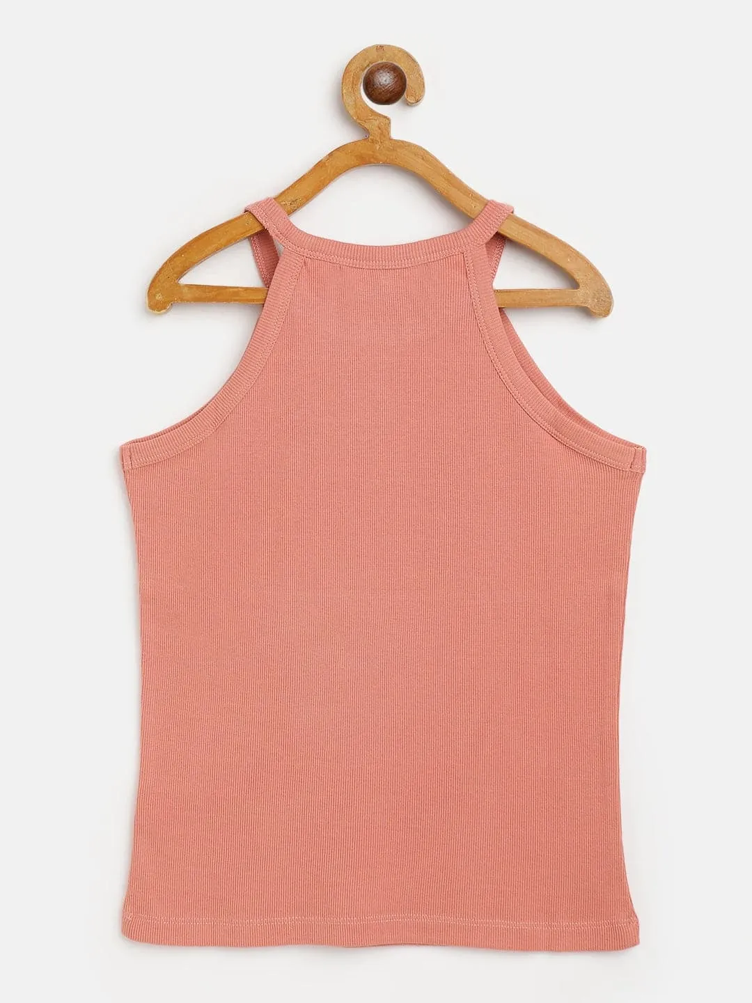 Girls Coral Rib Halter Neck Top