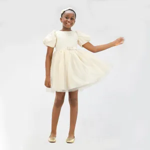 GIRLS CREAM TULLE BALL DRESS