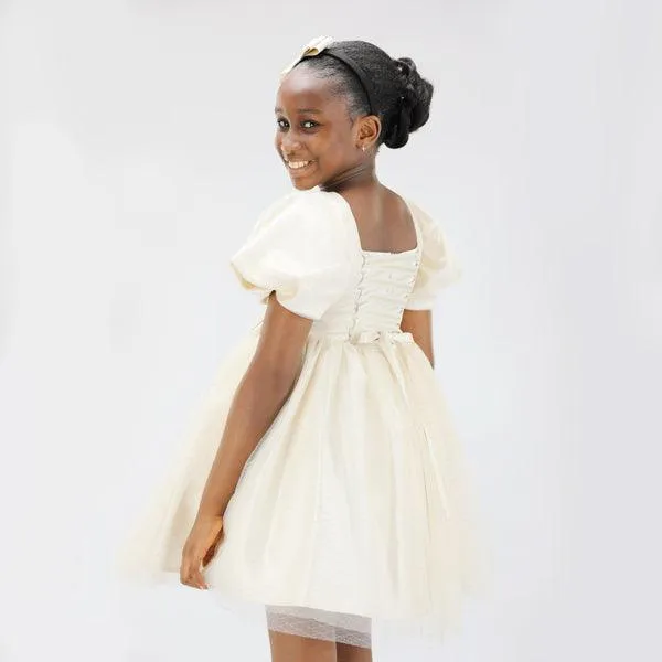 GIRLS CREAM TULLE BALL DRESS