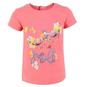 GIRLS T-SHIRT WITH SMILE PRINT - PINK