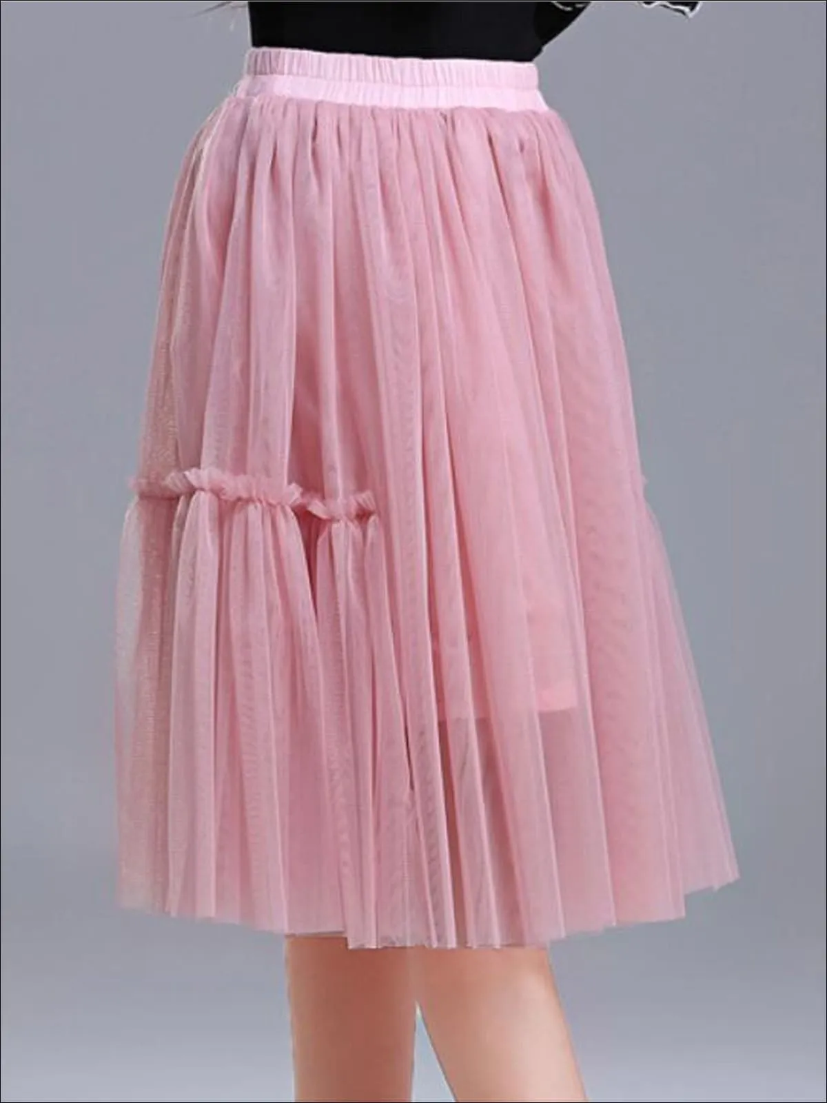 Girls Tulle Layered Midi Tutu Skirt