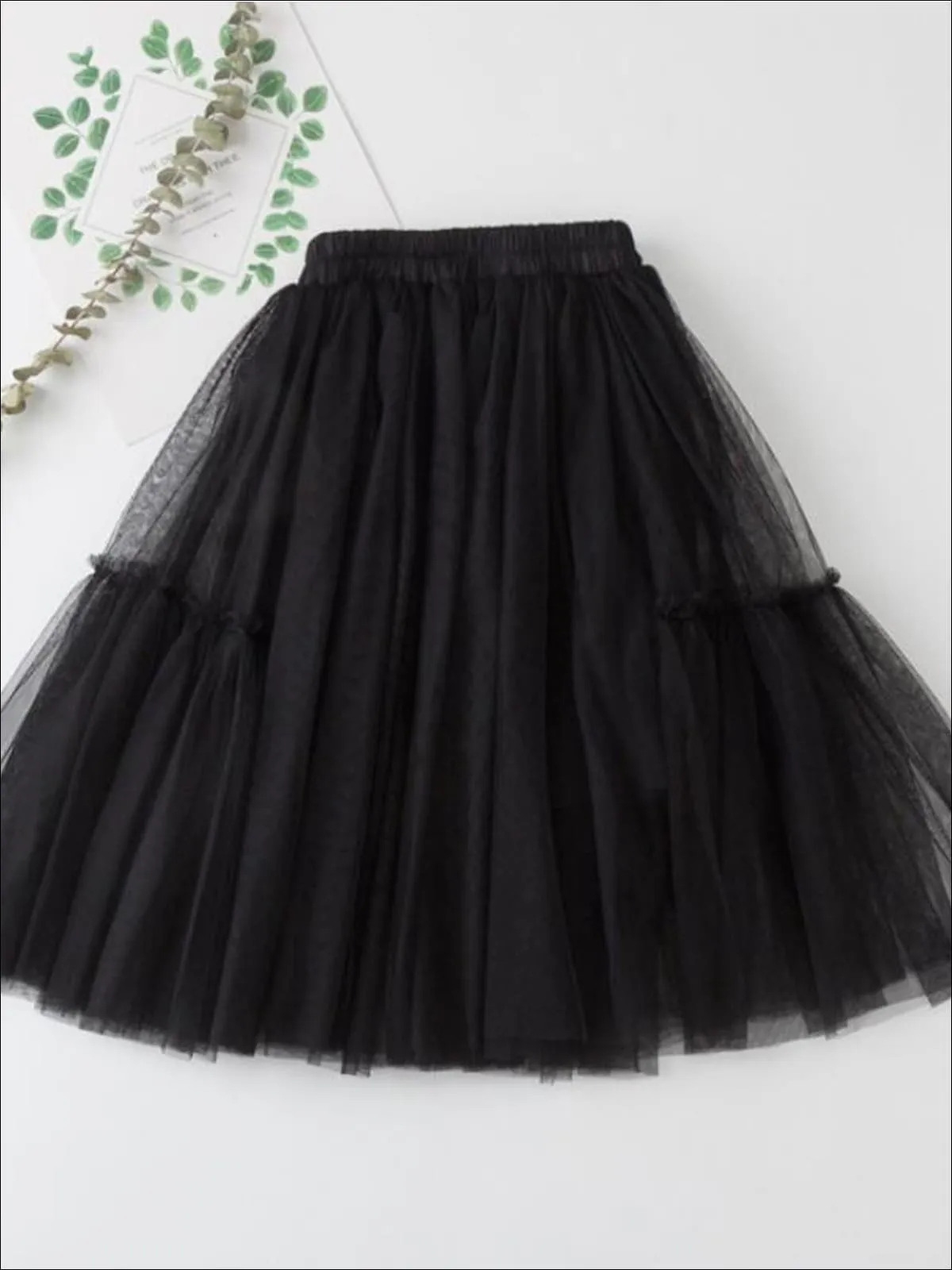 Girls Tulle Layered Midi Tutu Skirt