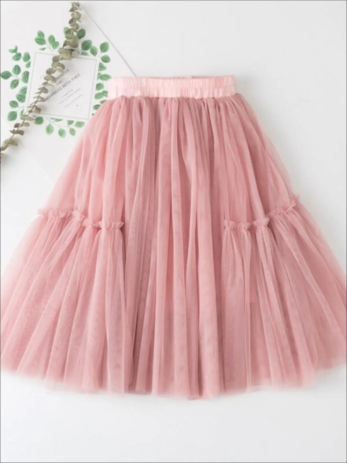 Girls Tulle Layered Midi Tutu Skirt