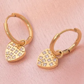 Glittering Heart Hoop Earrings