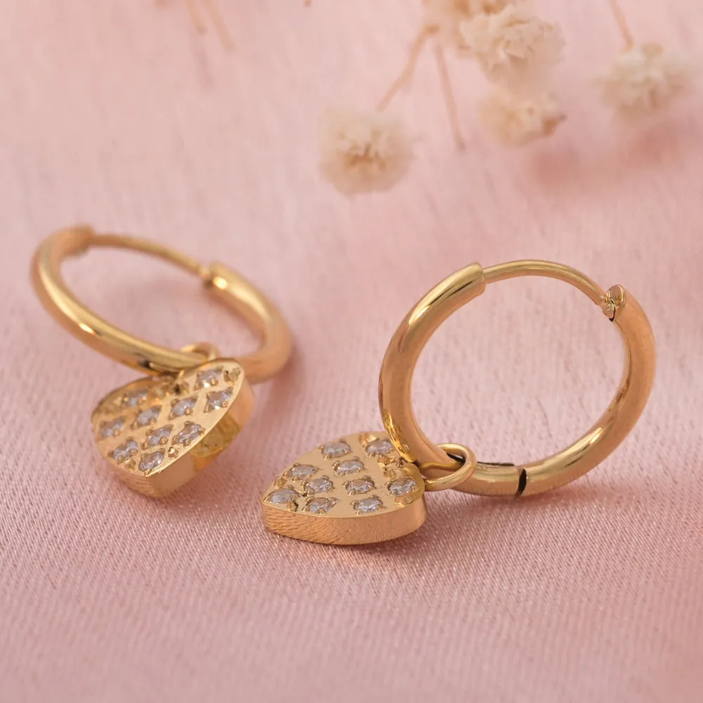 Glittering Heart Hoop Earrings