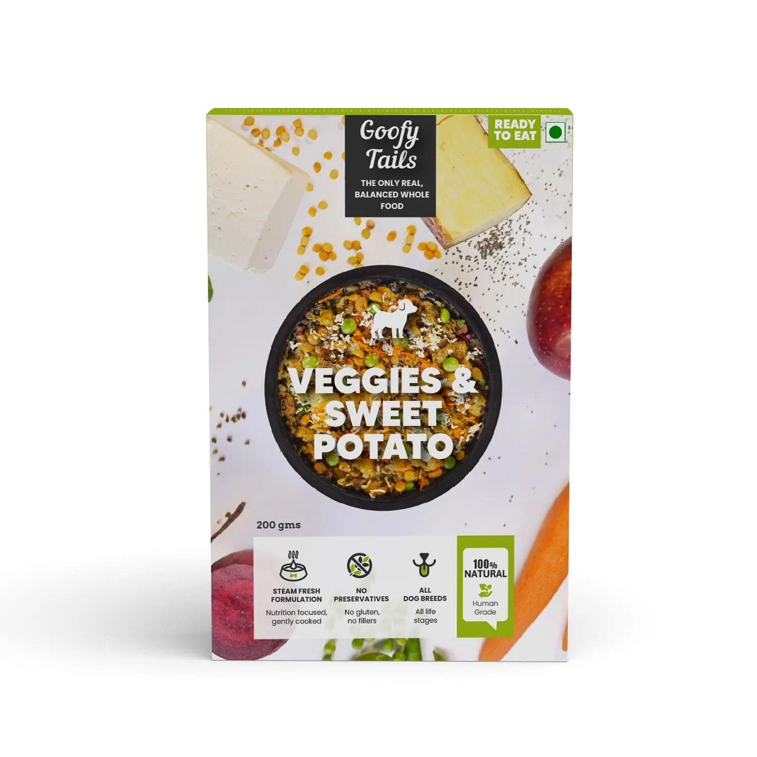 Goofy Tails Veggie & Sweet Potato Fresh Food for Dogs and Puppies 200g