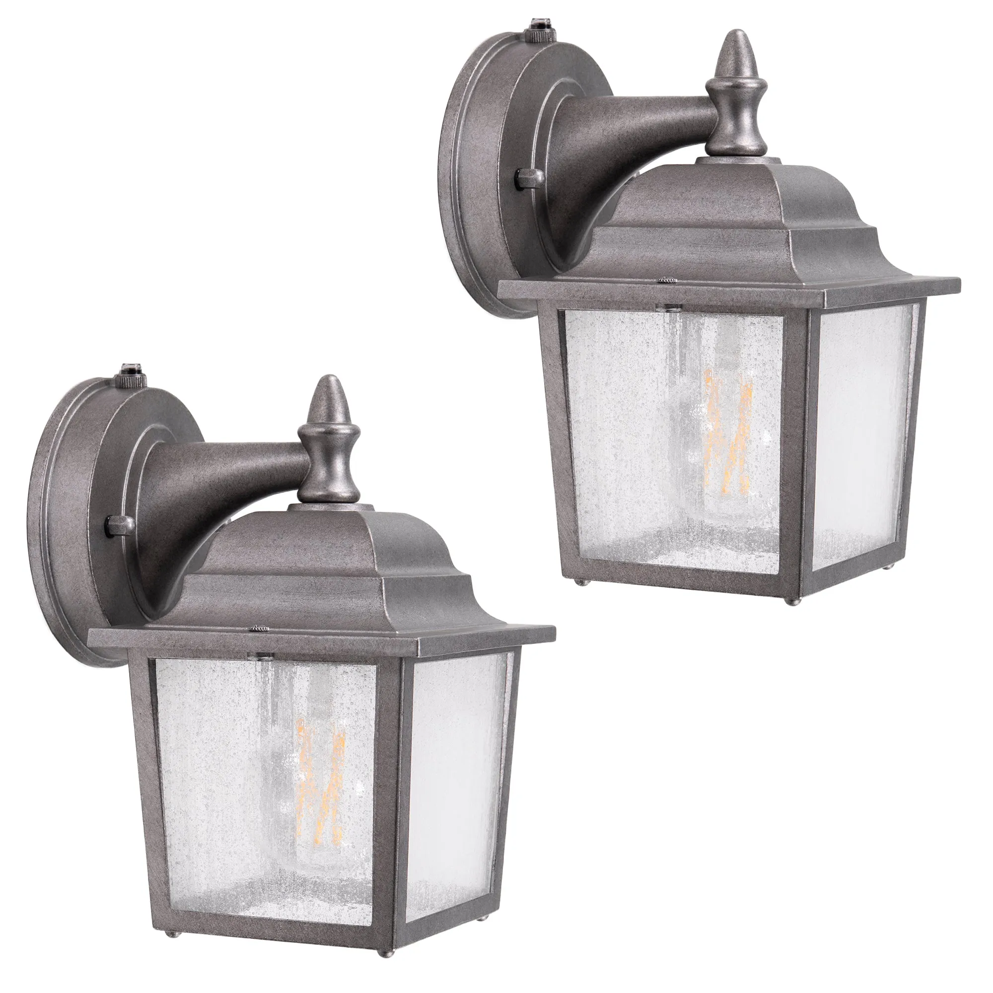 Greystone Outdoor Dusk to Dawn Porch Light, E26 Standard Socket, Wet Location, Seedy Glass, Black, Galvanize Finish, Rustic Bronze or White Finish Available