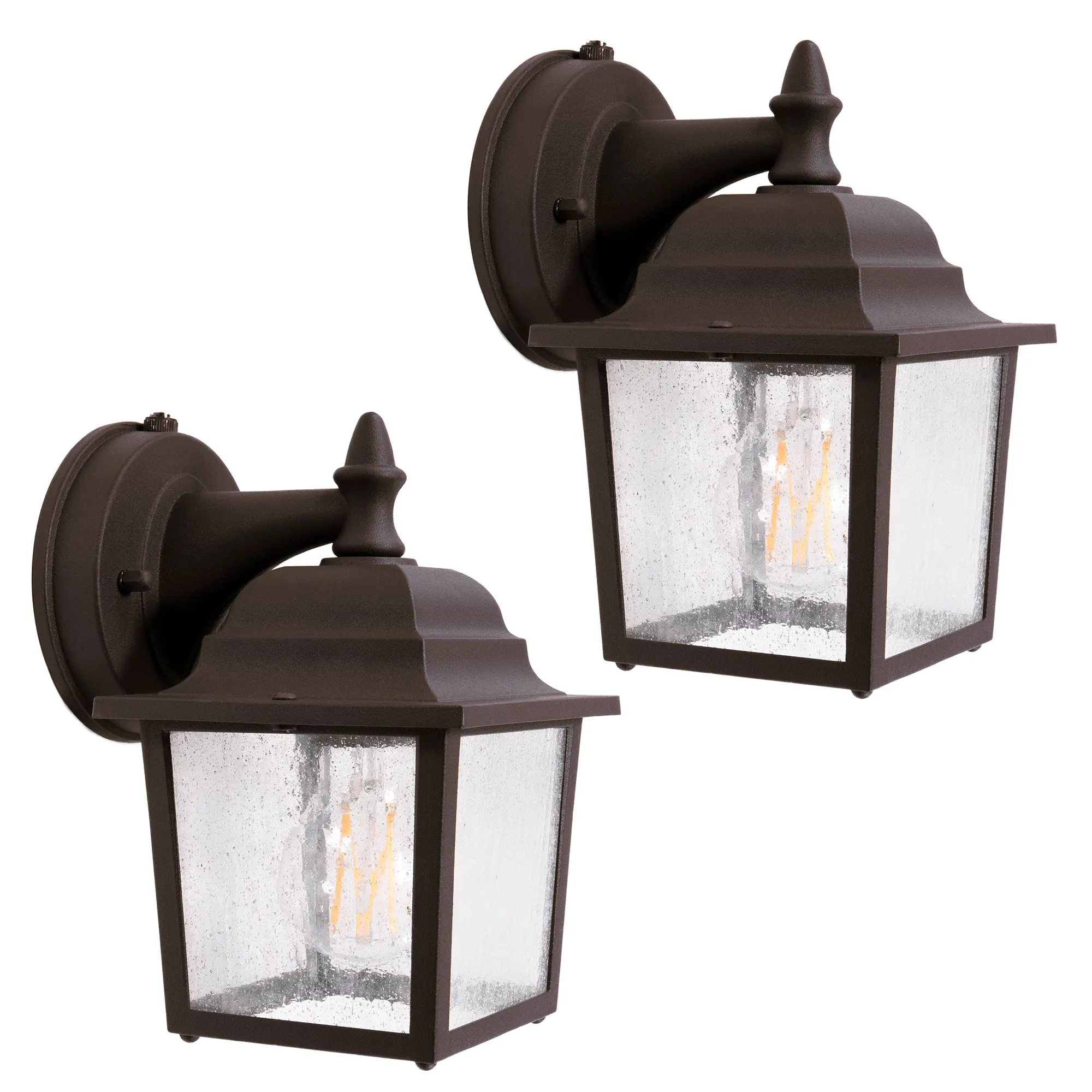 Greystone Outdoor Dusk to Dawn Porch Light, E26 Standard Socket, Wet Location, Seedy Glass, Black, Galvanize Finish, Rustic Bronze or White Finish Available