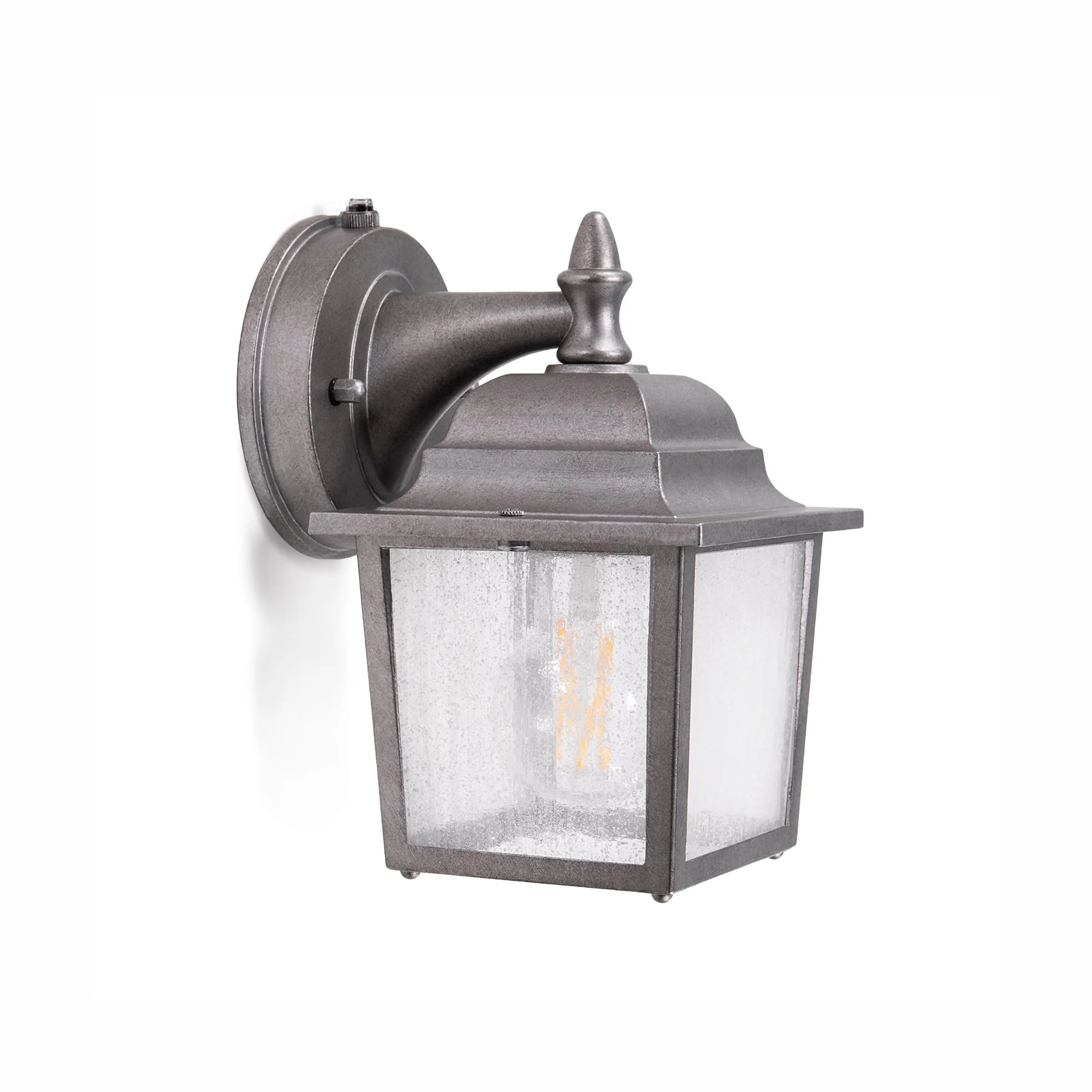 Greystone Outdoor Dusk to Dawn Porch Light, E26 Standard Socket, Wet Location, Seedy Glass, Black, Galvanize Finish, Rustic Bronze or White Finish Available