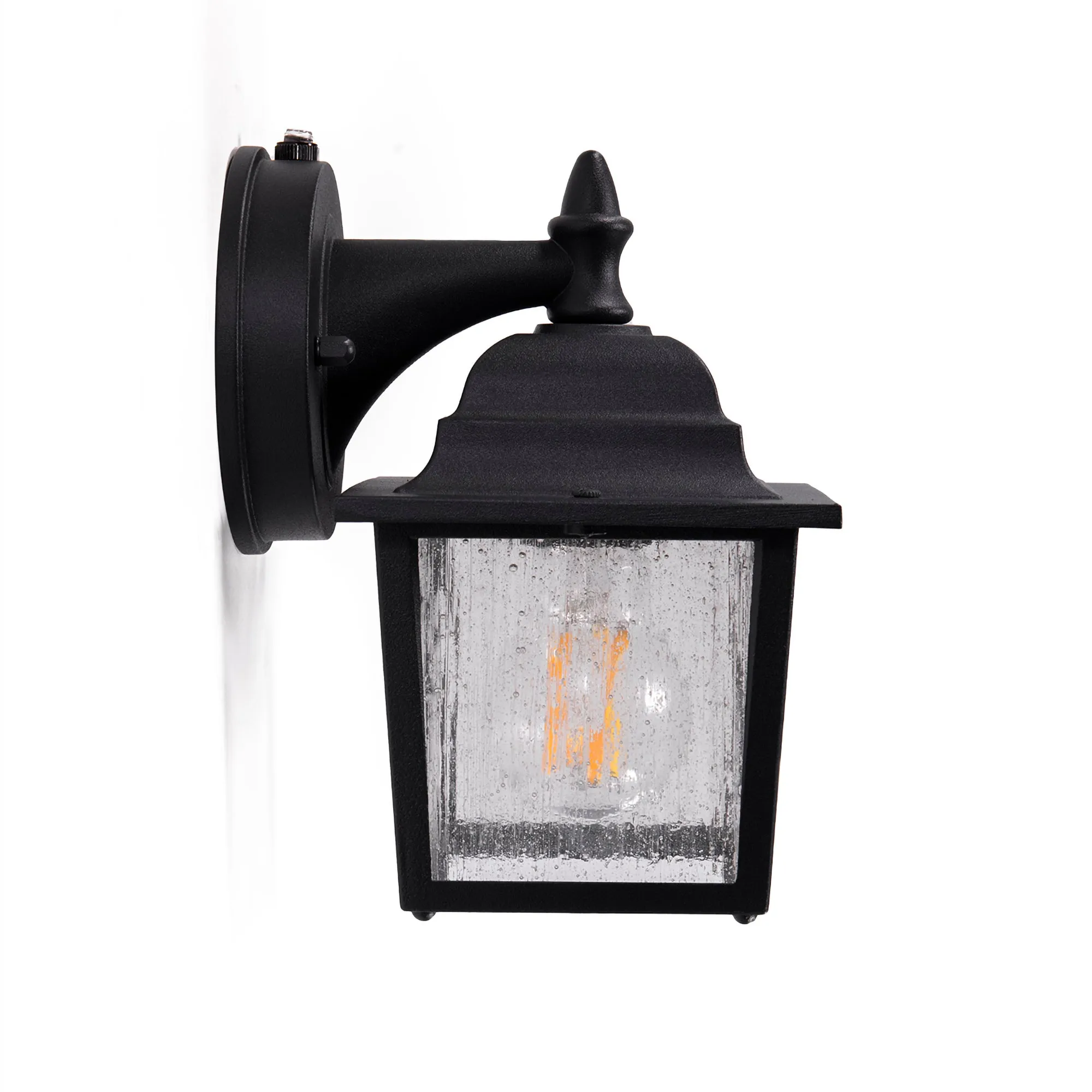 Greystone Outdoor Dusk to Dawn Porch Light, E26 Standard Socket, Wet Location, Seedy Glass, Black, Galvanize Finish, Rustic Bronze or White Finish Available