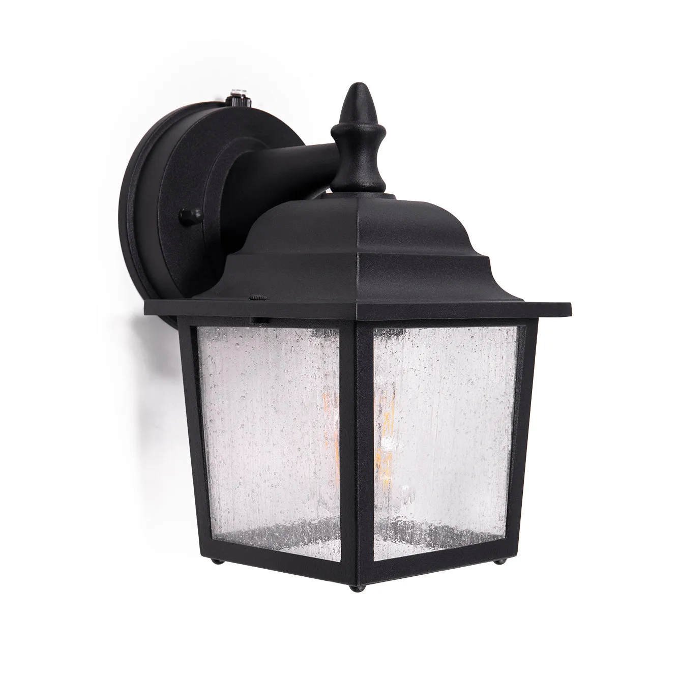 Greystone Outdoor Dusk to Dawn Porch Light, E26 Standard Socket, Wet Location, Seedy Glass, Black, Galvanize Finish, Rustic Bronze or White Finish Available