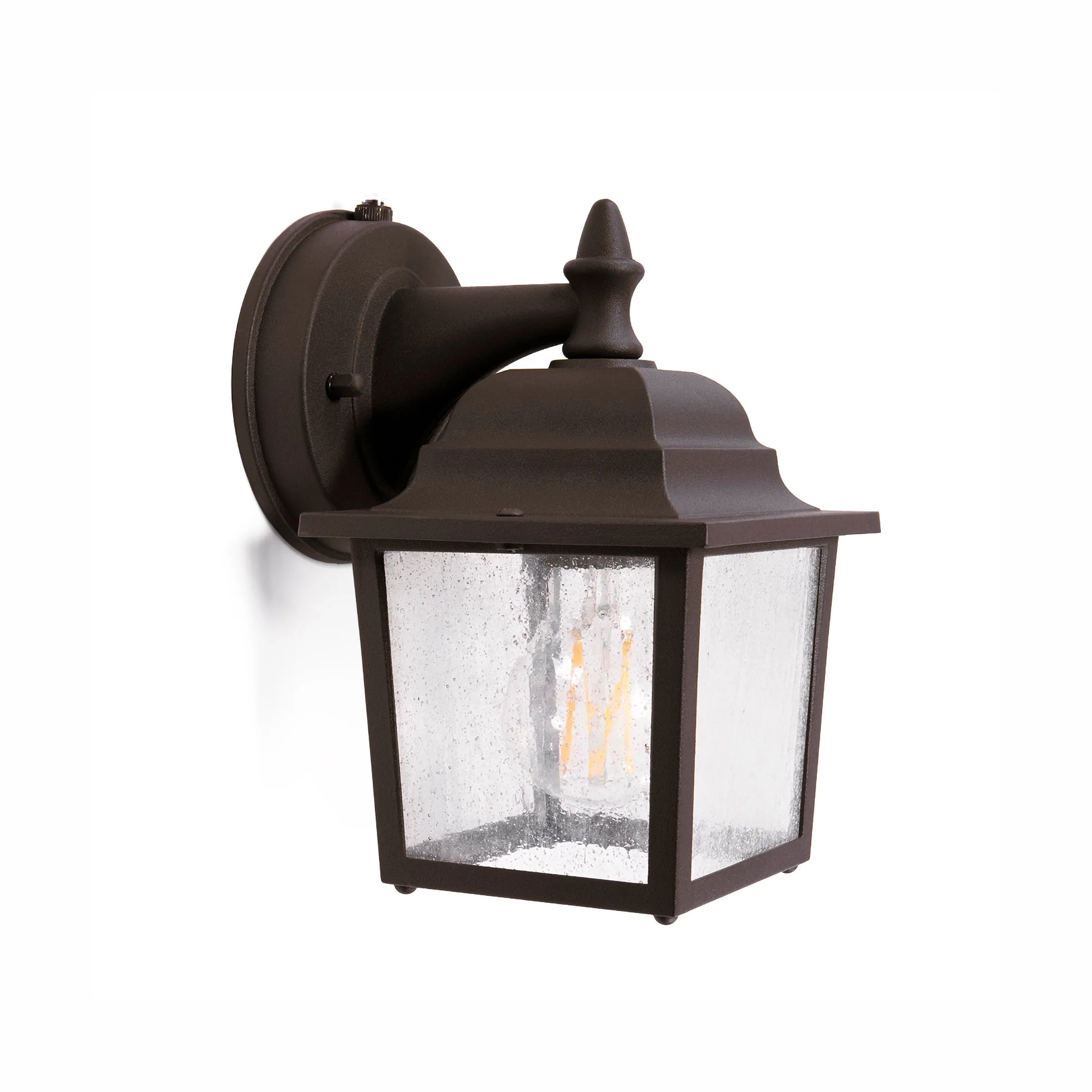 Greystone Outdoor Dusk to Dawn Porch Light, E26 Standard Socket, Wet Location, Seedy Glass, Black, Galvanize Finish, Rustic Bronze or White Finish Available