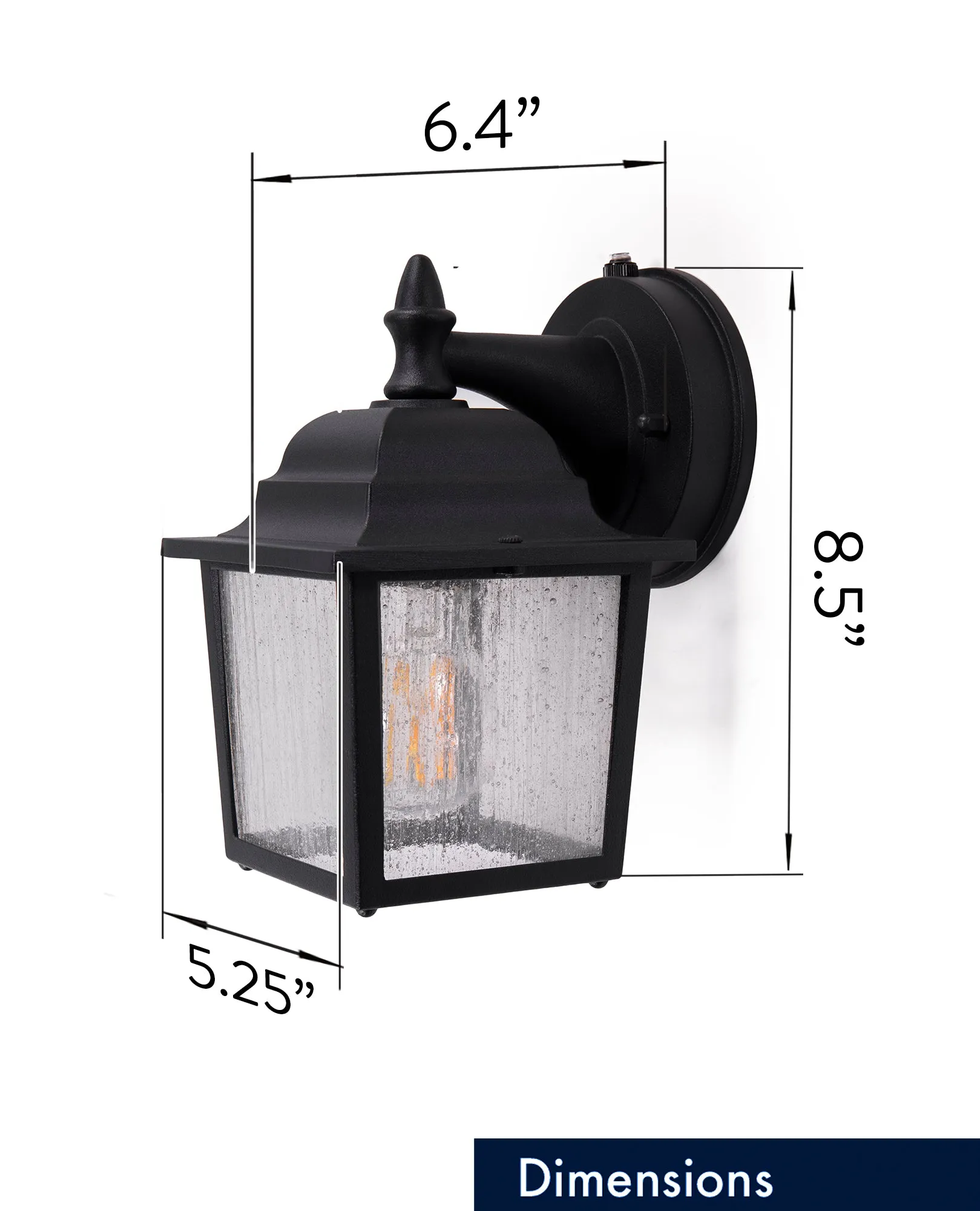 Greystone Outdoor Dusk to Dawn Porch Light, E26 Standard Socket, Wet Location, Seedy Glass, Black, Galvanize Finish, Rustic Bronze or White Finish Available