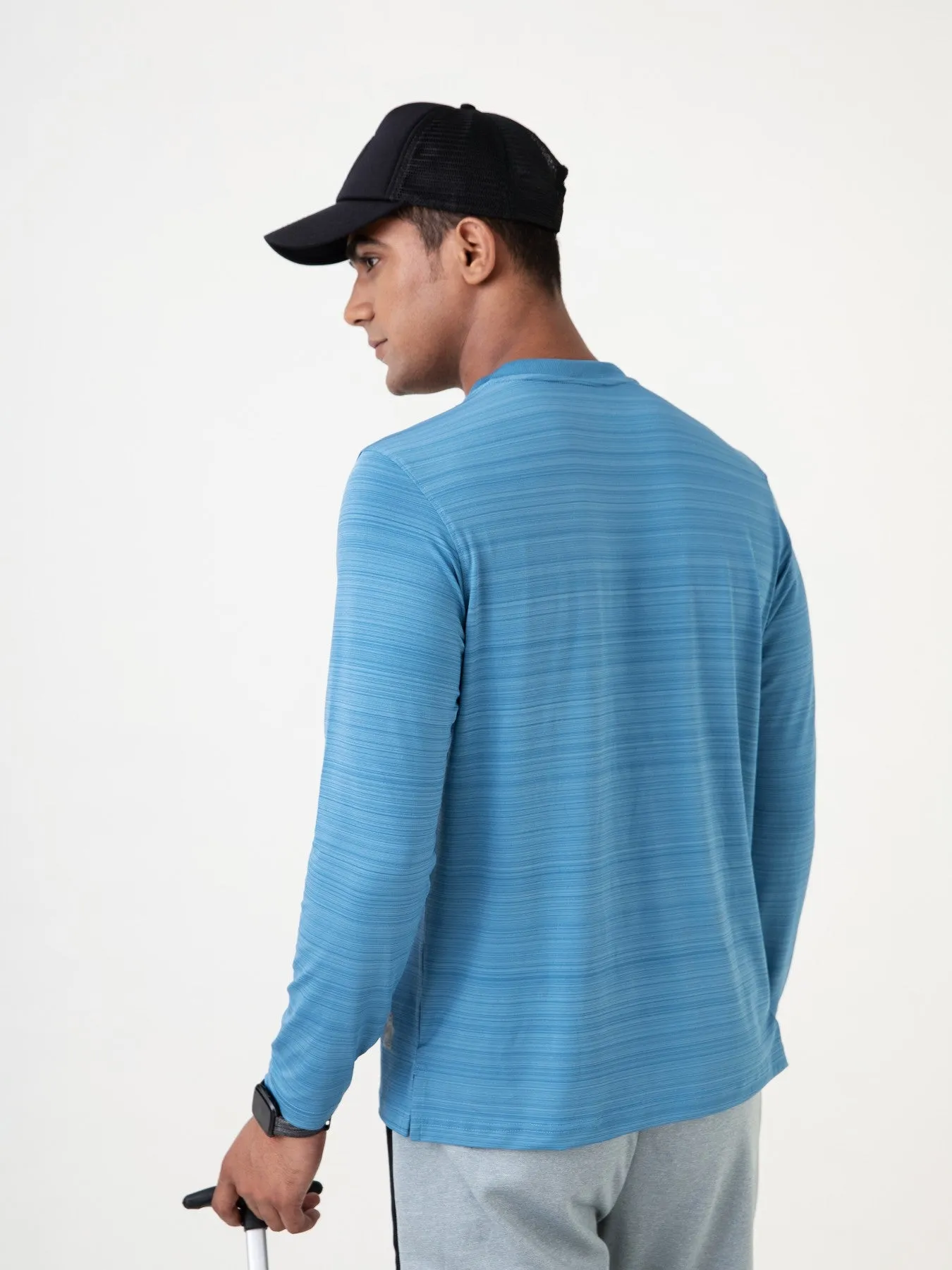 Henley Full Sleeve Blue T-Shirt For men