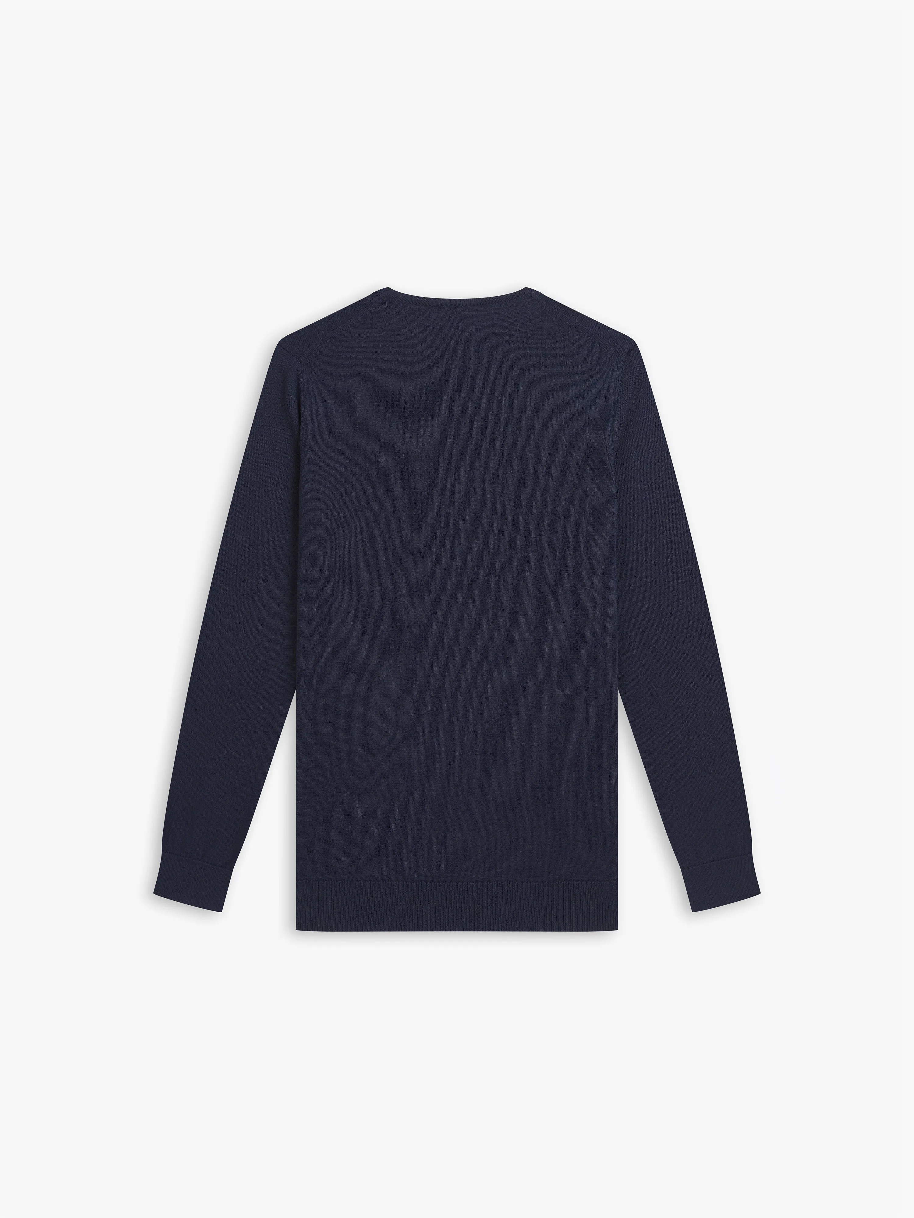 Italian Merino Wool Crew Neck Jumper - Navy