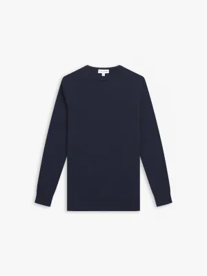 Italian Merino Wool Crew Neck Jumper - Navy