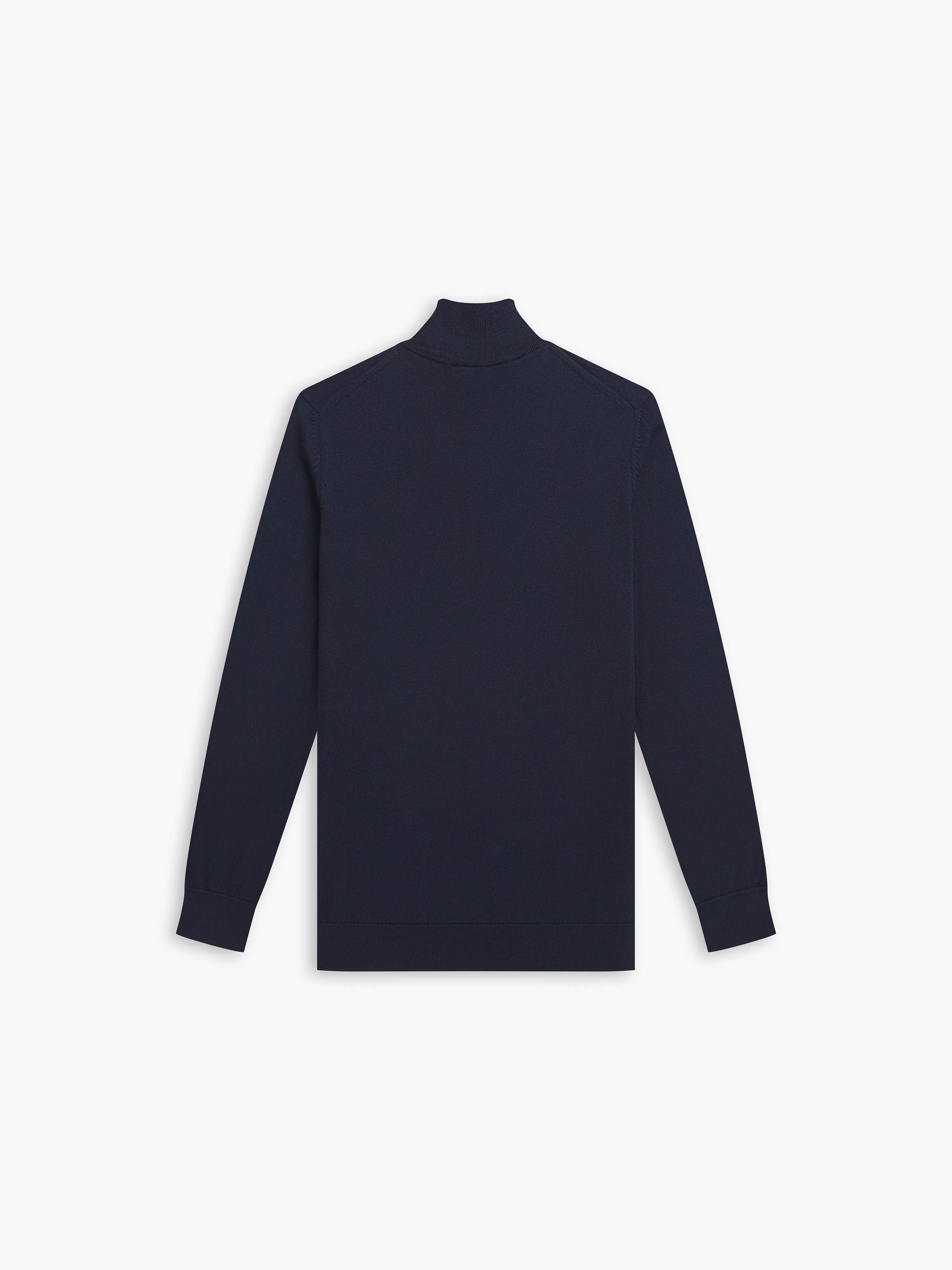 Italian Merino Wool Quarter-Zip Jumper - Navy