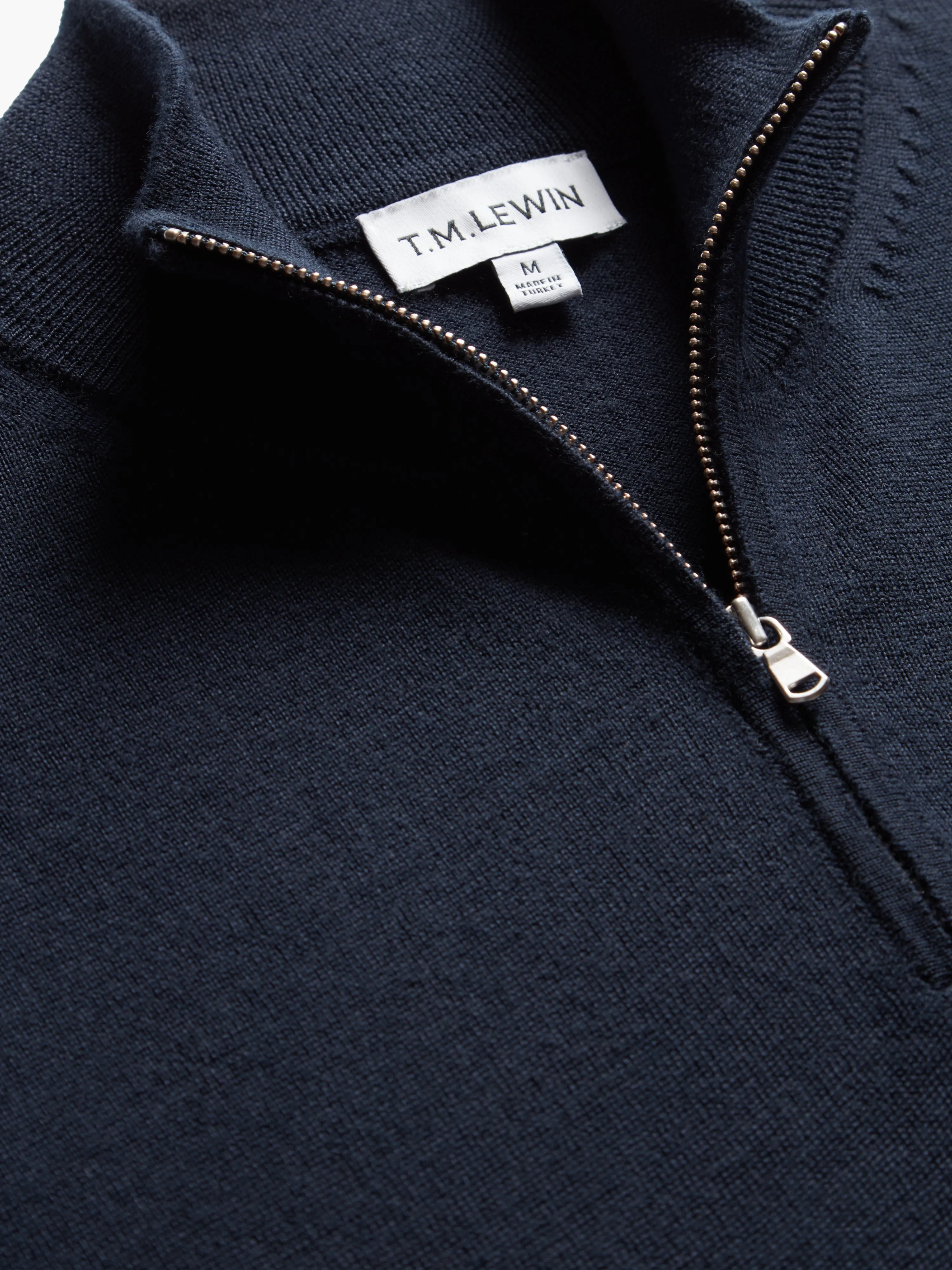 Italian Merino Wool Quarter-Zip Jumper - Navy