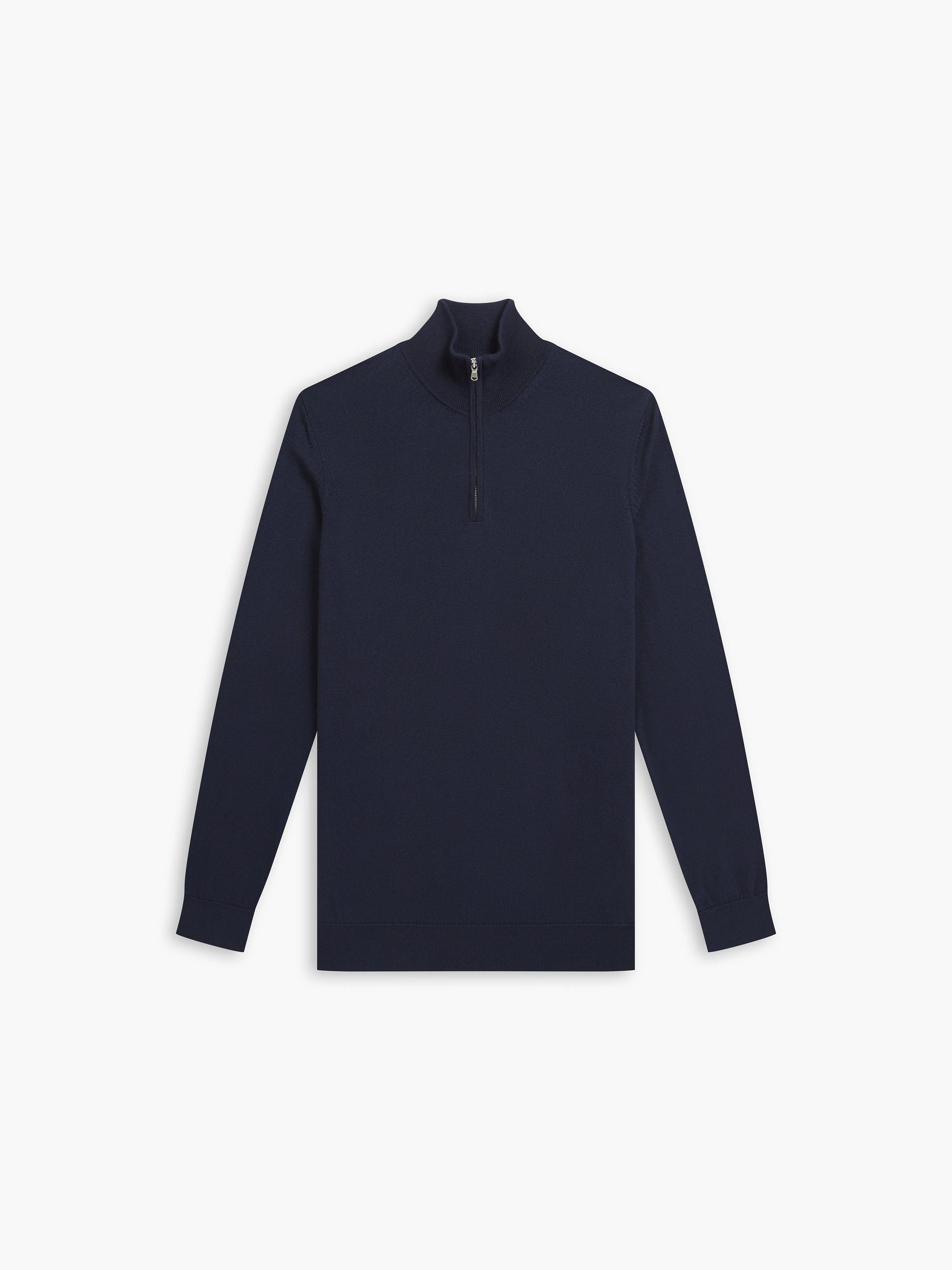 Italian Merino Wool Quarter-Zip Jumper - Navy