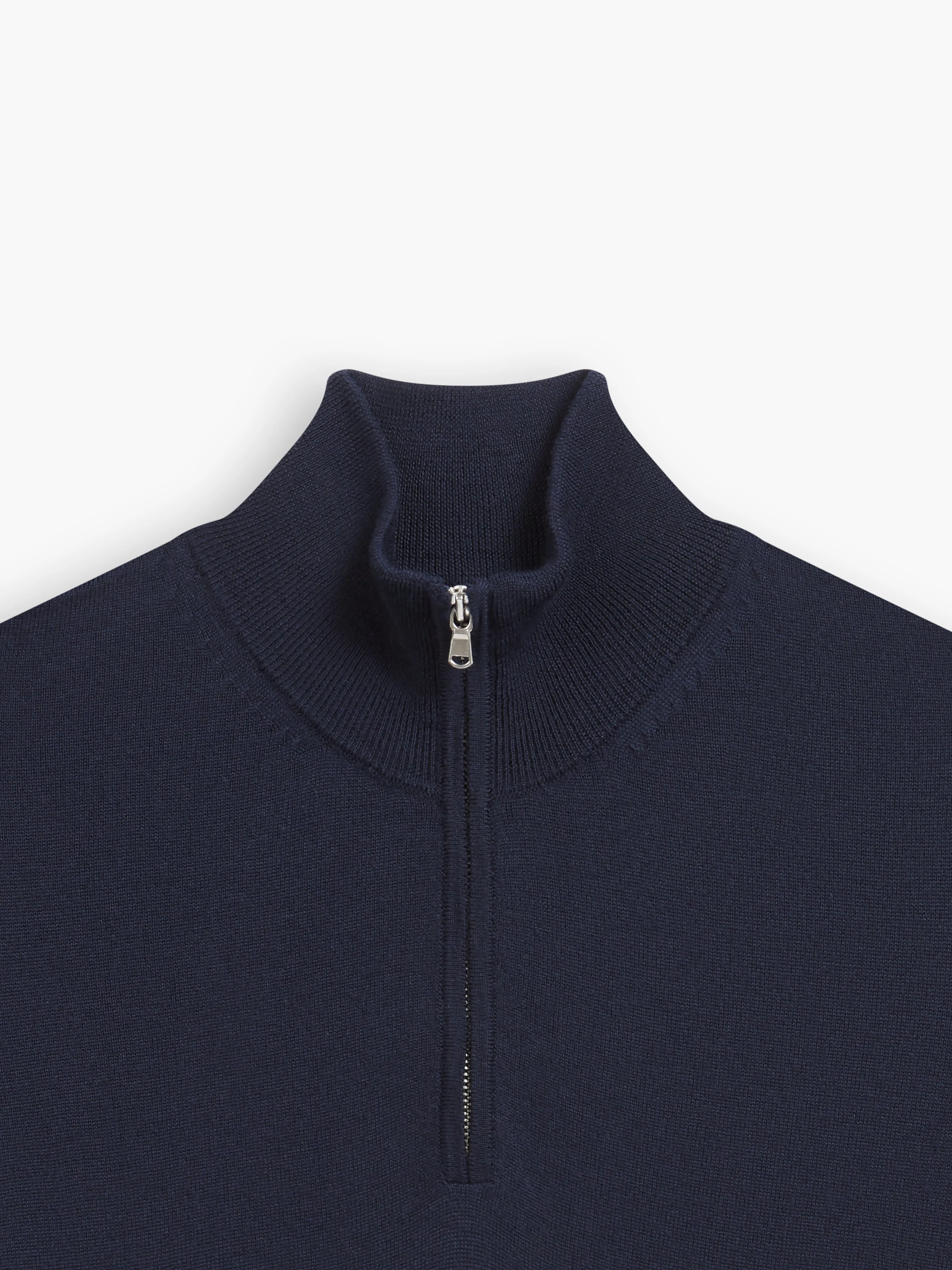 Italian Merino Wool Quarter-Zip Jumper - Navy