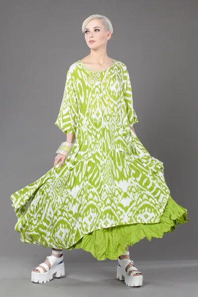 Jade Dress in Lime Ikat Delphi