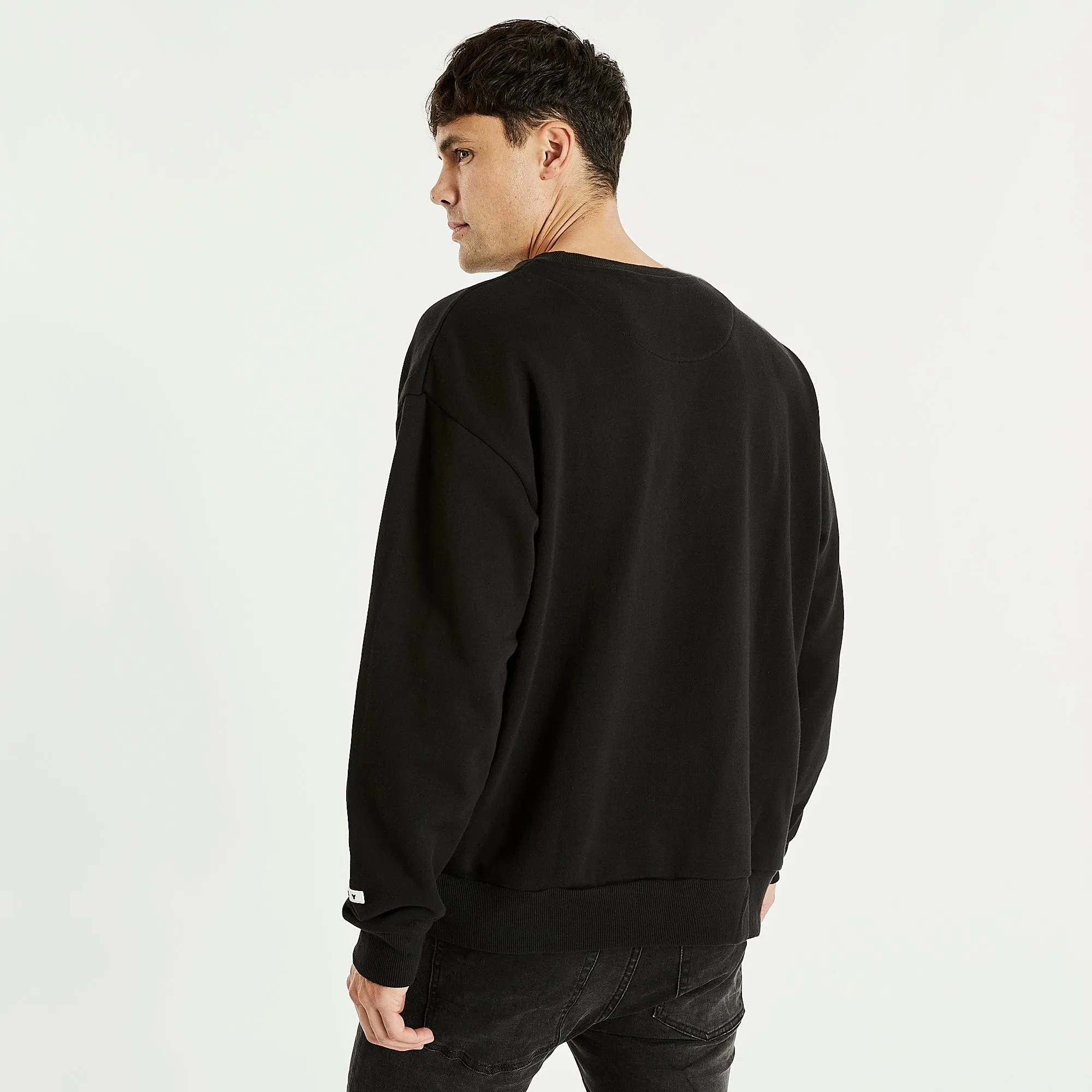 KISS CHACEY Mens Essentials Crew Neck Jumper - Jet Black