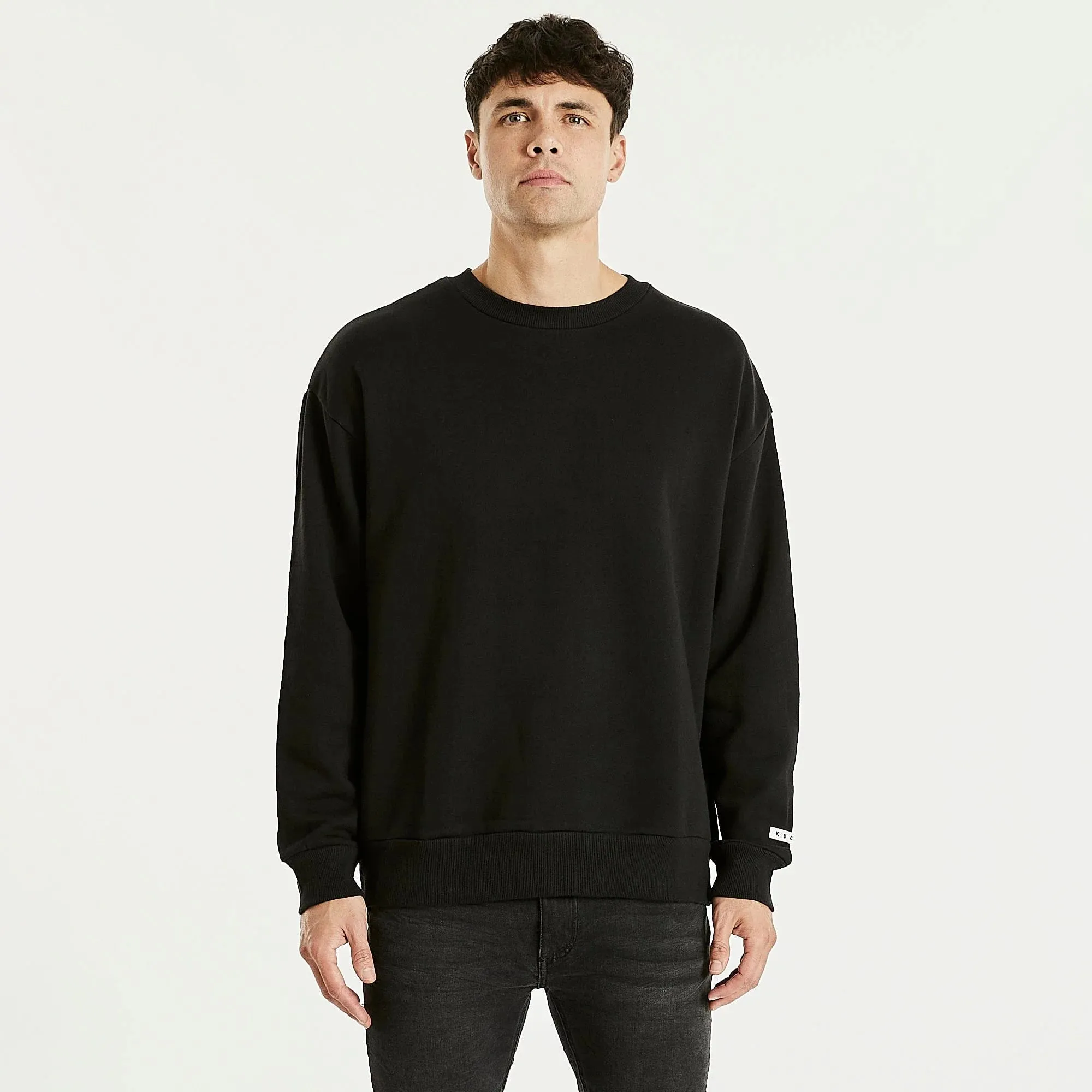 KISS CHACEY Mens Essentials Crew Neck Jumper - Jet Black