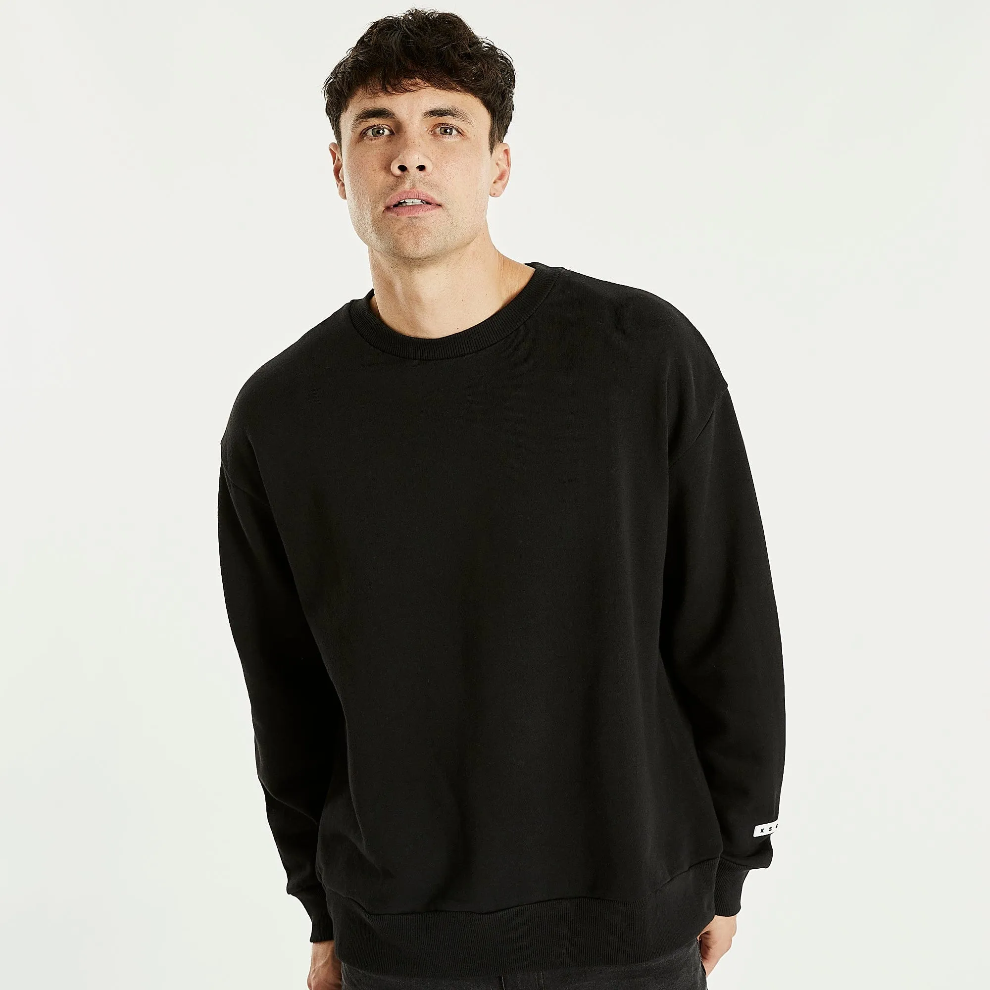 KISS CHACEY Mens Essentials Crew Neck Jumper - Jet Black