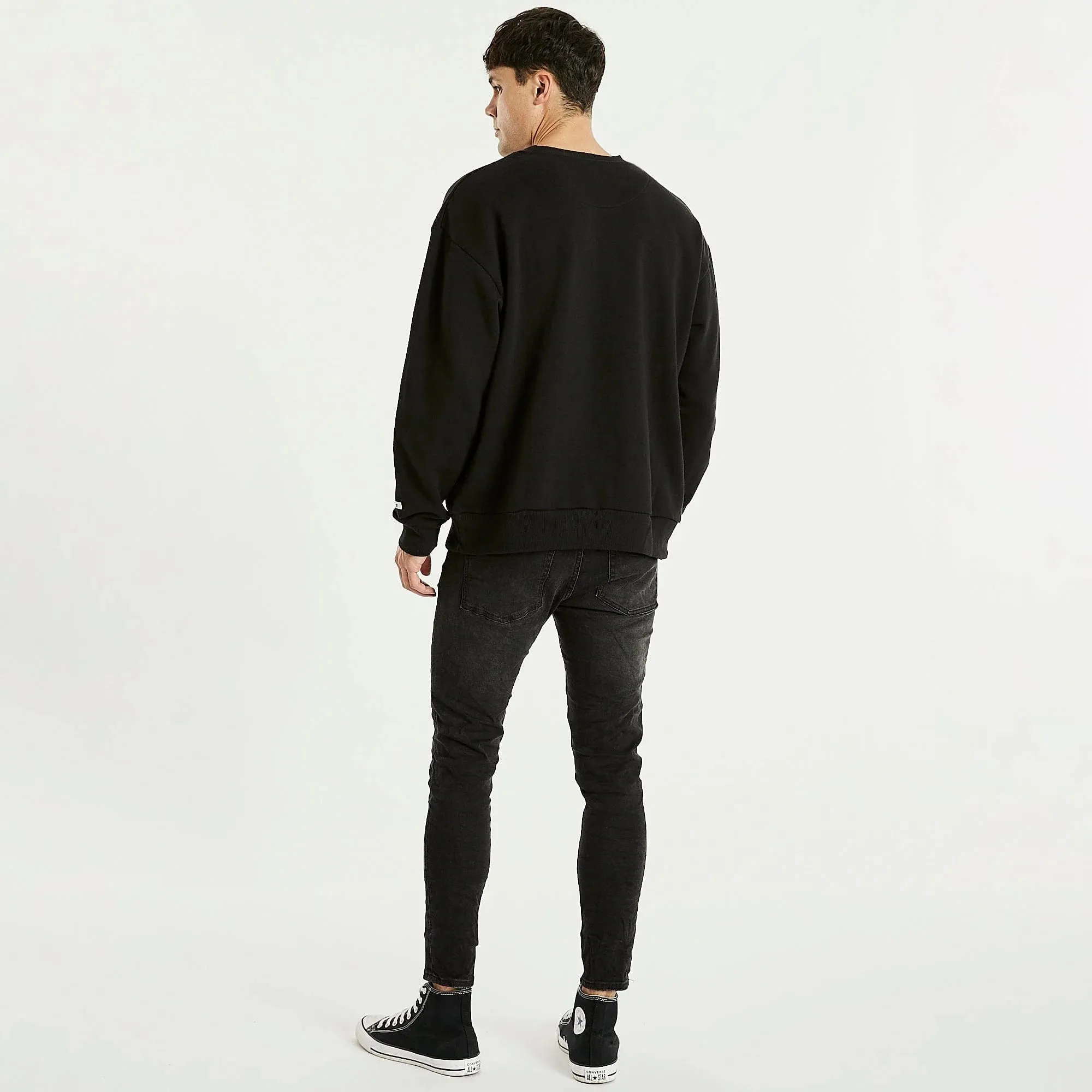 KISS CHACEY Mens Essentials Crew Neck Jumper - Jet Black