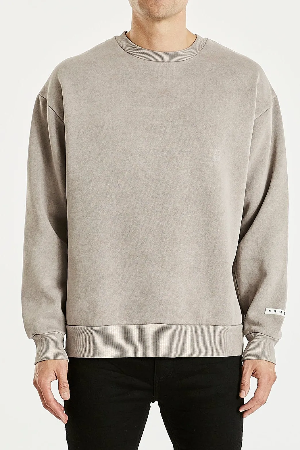 KISS CHACEY Mens Essentials Crew Neck Jumper - Pigment Gull