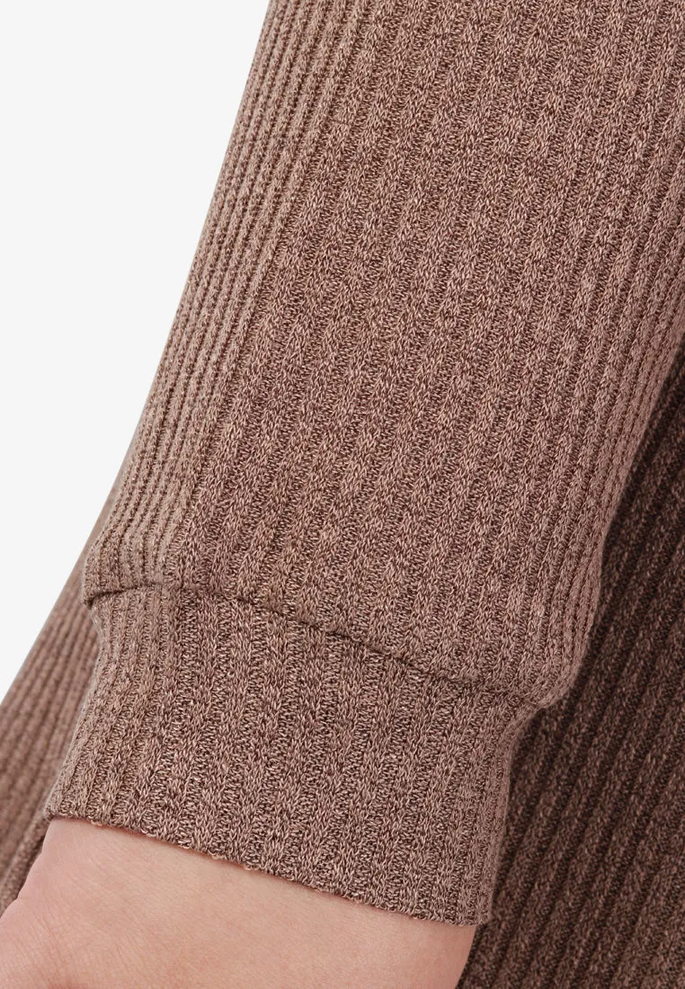 Kreely Long Minimalist Knitted Top - Light Brown