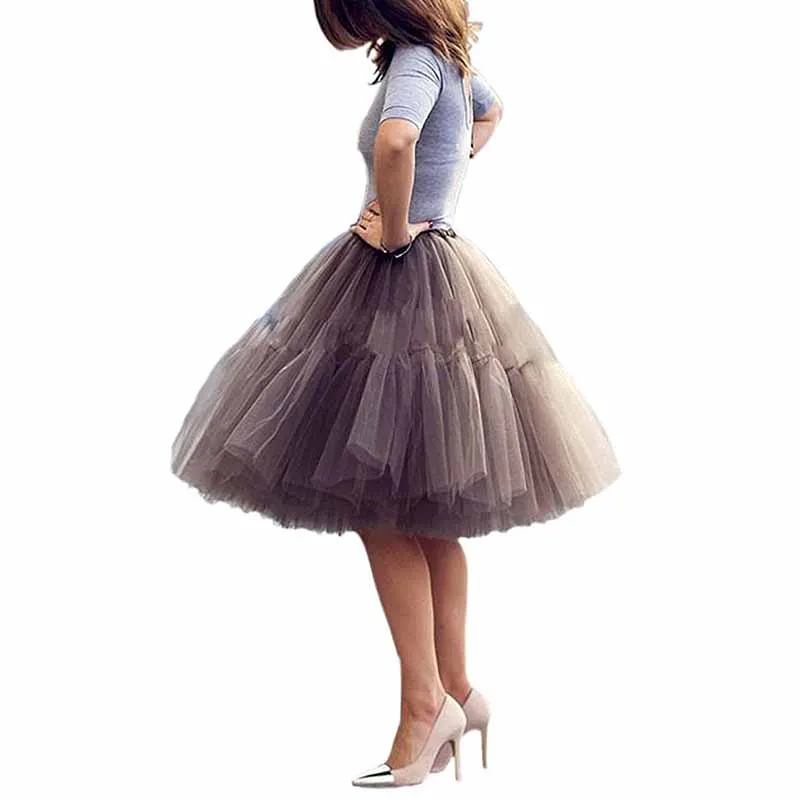 Lady's Princess Tutu Tulle Knee Length Skirt Underskirt