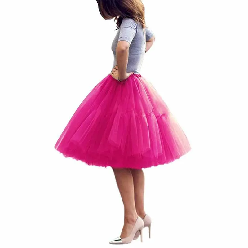 Lady's Princess Tutu Tulle Knee Length Skirt Underskirt