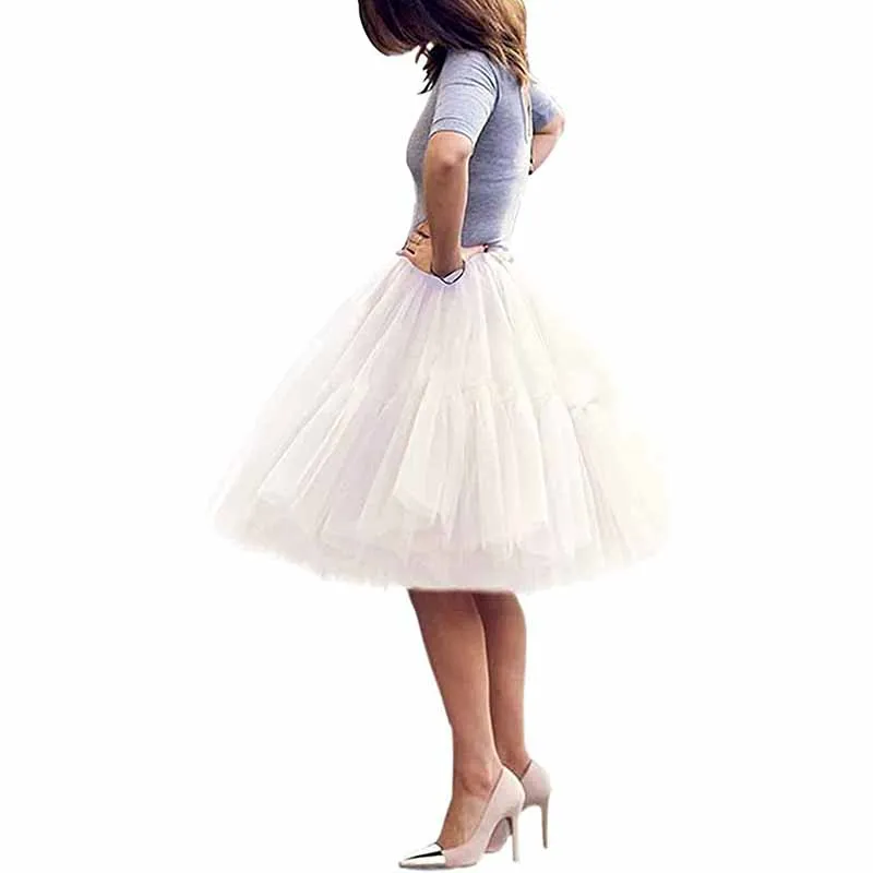 Lady's Princess Tutu Tulle Knee Length Skirt Underskirt