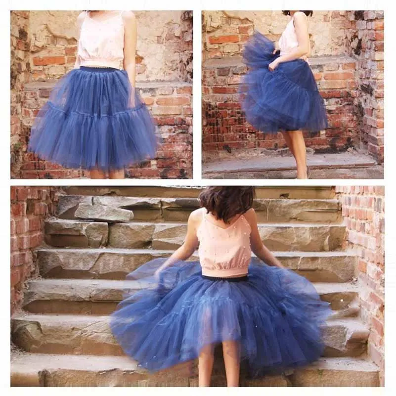 Lady's Princess Tutu Tulle Knee Length Skirt Underskirt